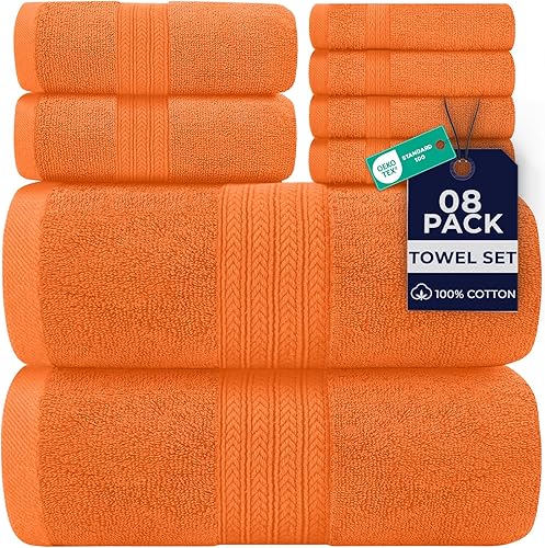 Vista 57 de DAN RIVER Juego de 4 toallas de baño, 27 x 54 pulgadas, 100% algodón, más grandes y ligeras, de secado rápido, súper suaves y absorbentes, toallas