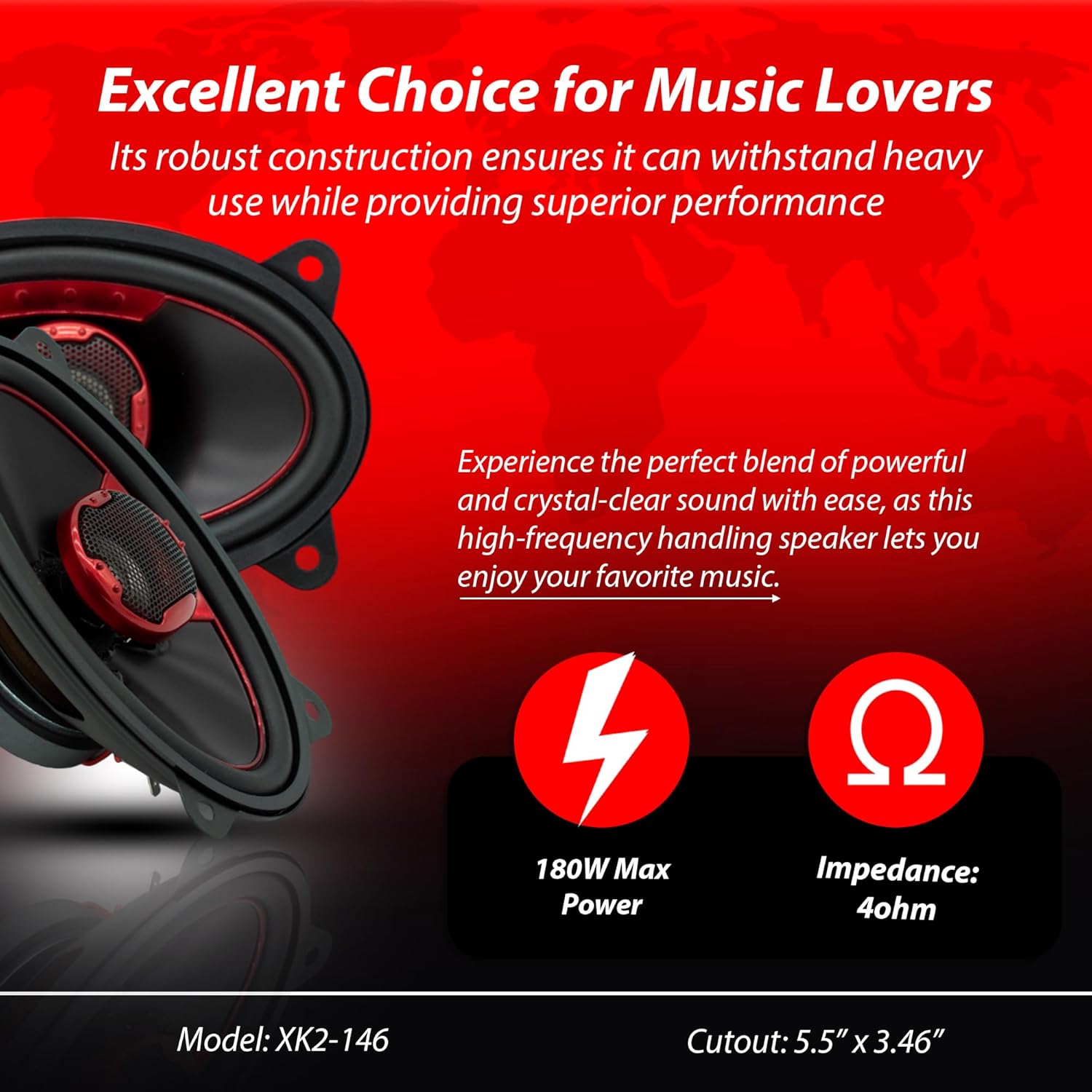 MB Quart XK2-146 4x6-Inch 180 Watt 2-Way Coaxial Speaker System Car Audio - Image 3