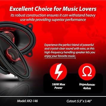 MB Quart XK2-146 4x6-Inch 180 Watt 2-Way Coaxial Speaker System Car Audio