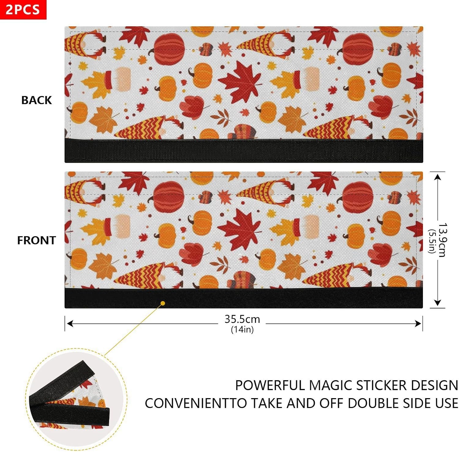 Caikeny Refrigerator Door Handle Covers 2PCS Fall Gnomes Harvest Kitchen Appliance Handles Protector Gloves Door Cloth Home Decor for Fridge Oven Dishwasher Microwave