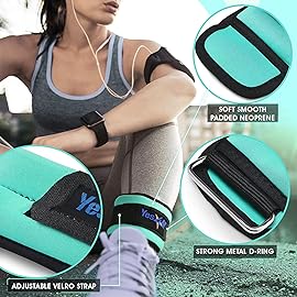 Yes4All Workout Weights Sets, Ankle Weights (2.5lbs Pair) with Adjustable Strap and Neoprene Coated Dumbbell Hand Weights (5lbs Pair) - for Women & Men in Running, Aerobics, Cardio Routine - Green