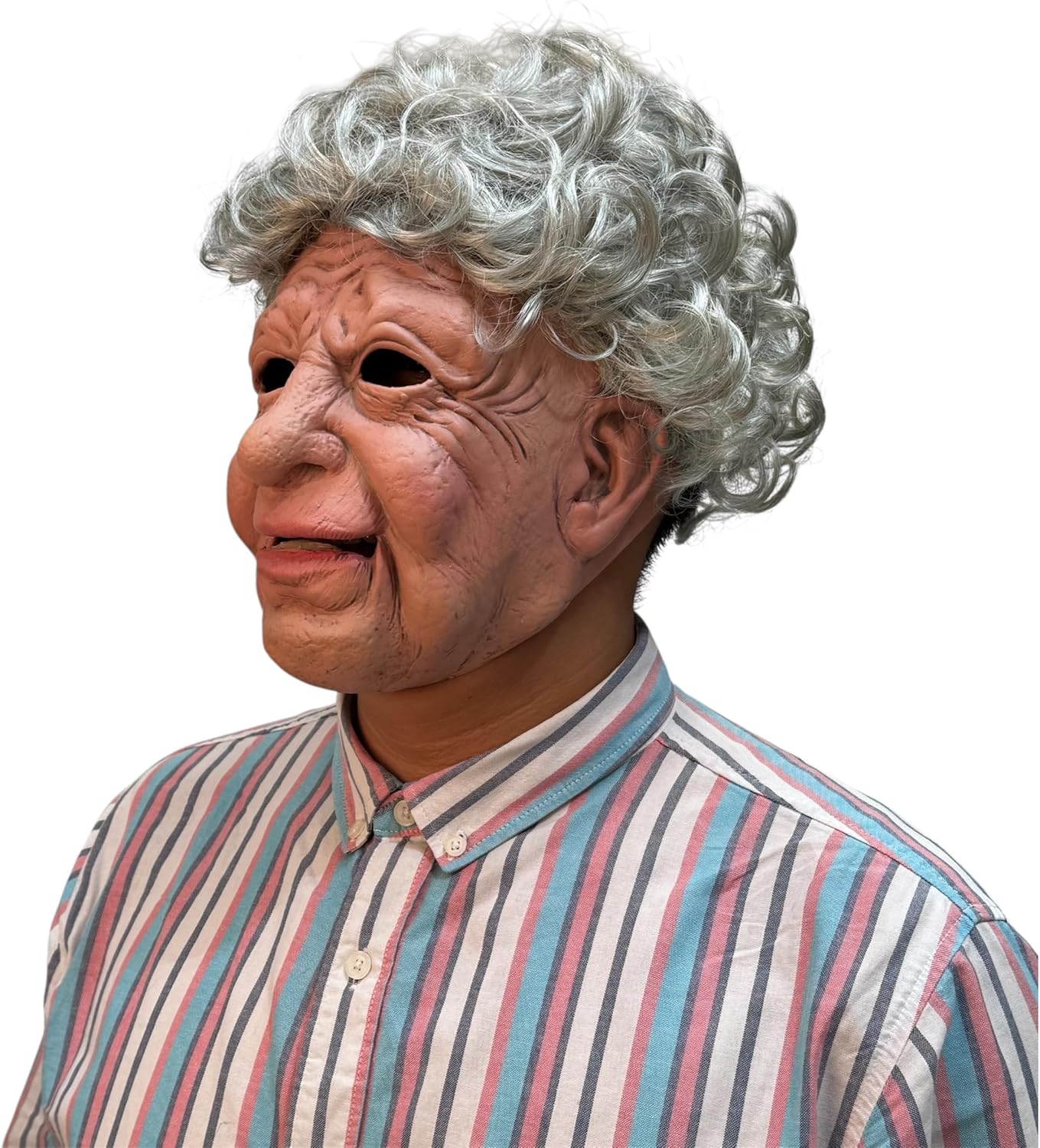 Morph Curly Nana Mags Latex Mask, Realistic Old Lady Face, Silicone Halloween Mask for Adults, Grandma Costume Human Face