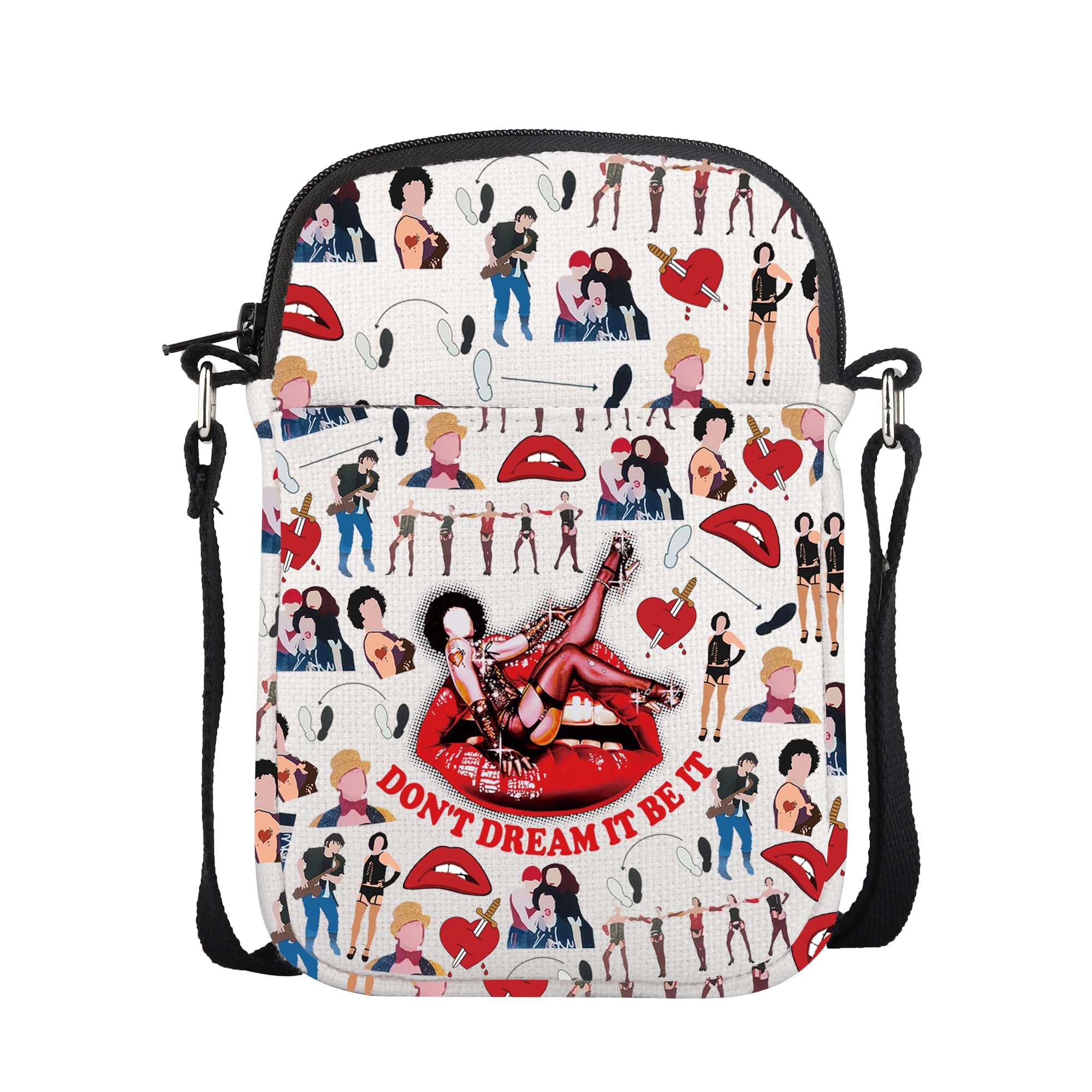 CMNIM Horror Movie Merch Don't Dream It Be It Crossbody Bag Musical Characters Shoulder Lips Phone Purse