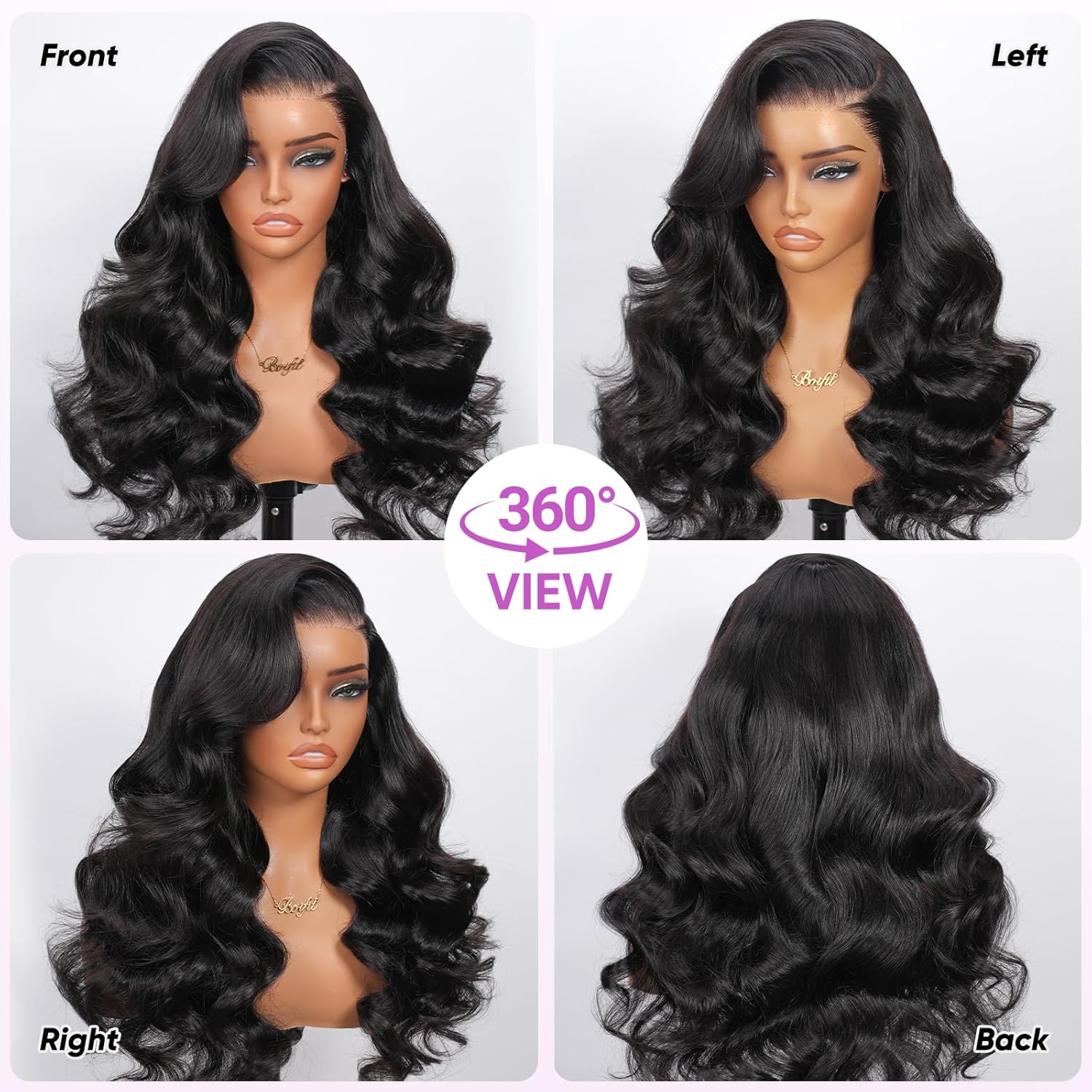 13x6 Body Wave Lace Front Wigs Human Hair 200% Density HD Lace Frontal Glueless Wigs Virgin Human Hair Pre Plucked with Baby Hair for Women,Shedding Free, Natural Black 22 Inch