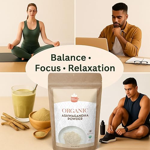 Miniatura 5 de SPICY ORGANIC Polvo de raíz de Ashwagandha de 8 onzas, ginseng indio puro y crudo (Withania Somnifera), una alternativa versátil para suplementos,