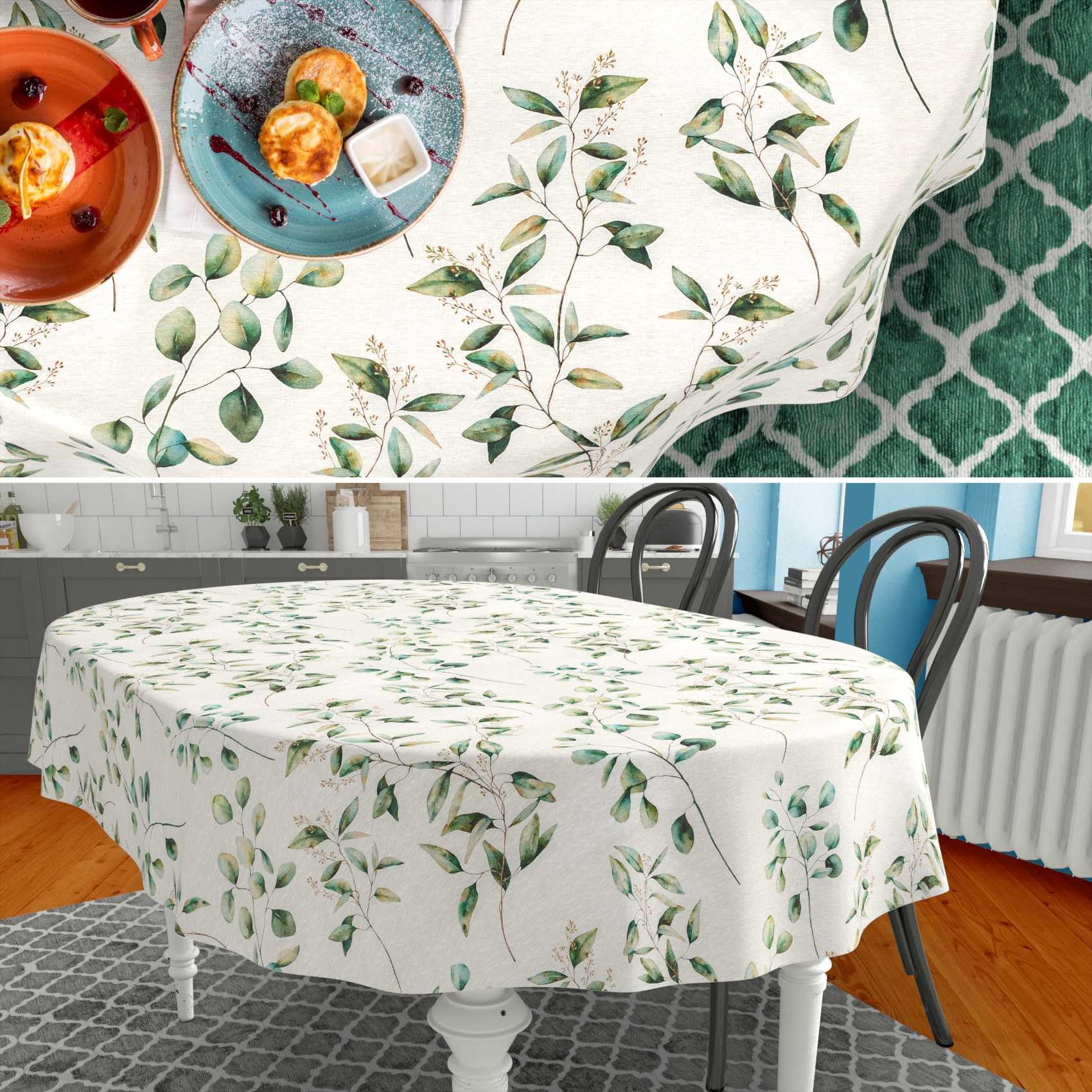 ANRO Tischdecke abwaschbar Botanika oval 220x140 cm Outdoor wetterfest