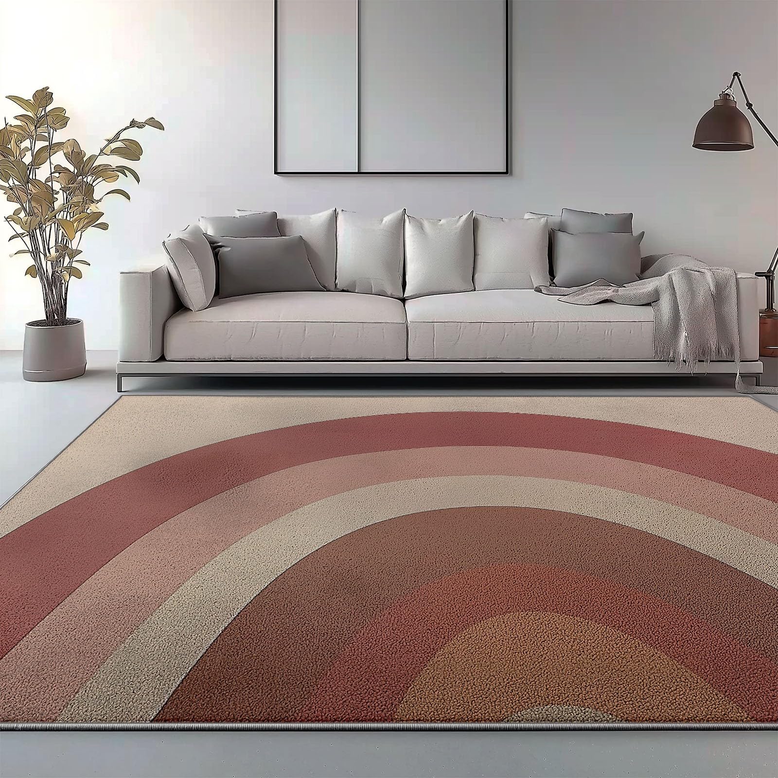 Teppich Regenbogenformen Büro Modern Design Maschinell Hergestellt 120 x 180 cm Teppich Wohnzimmer, Vintage Schlafzimmer, Antibakteriell Antirutschunterlage Rosa