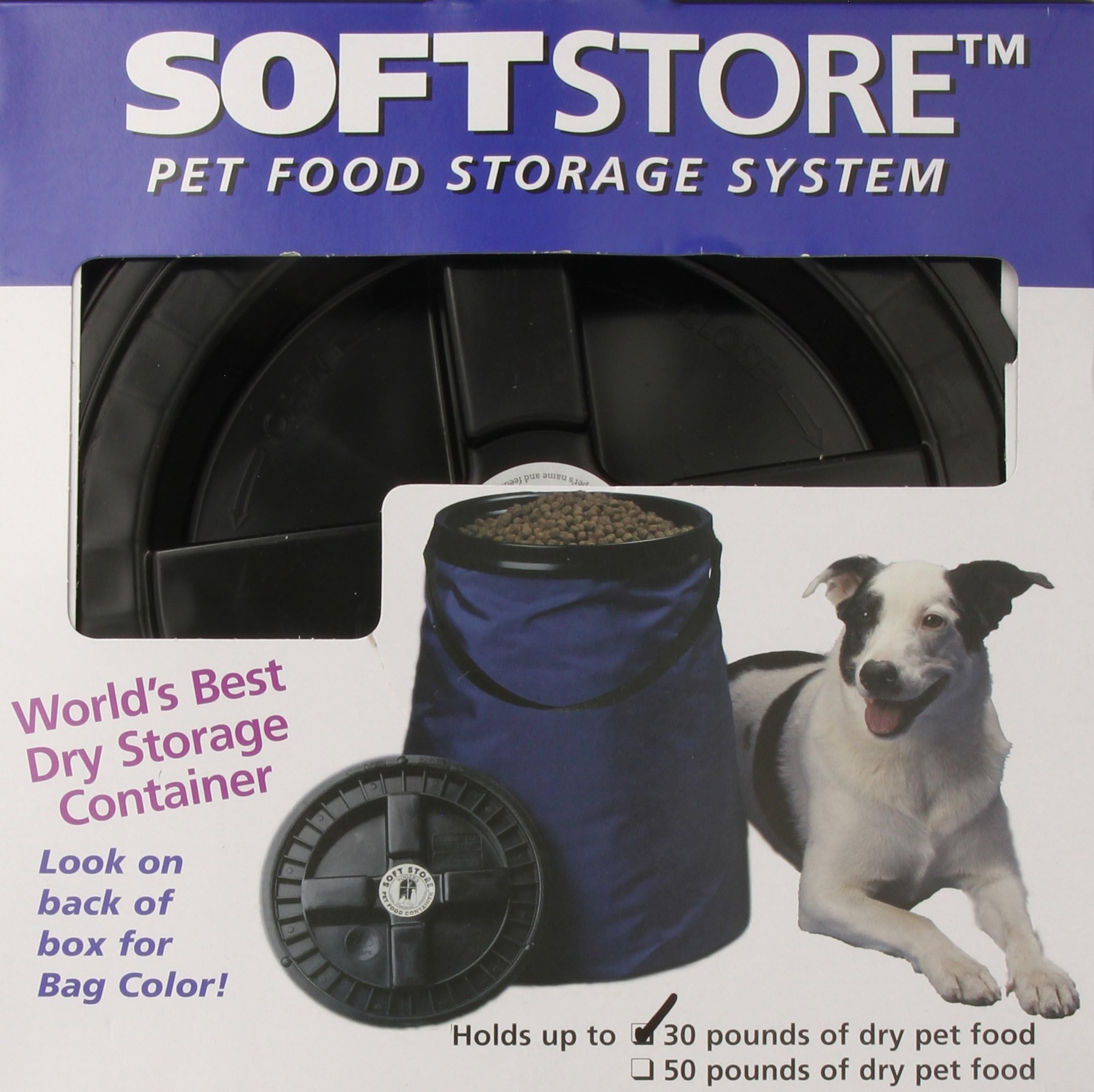 Vittles Vault SoftStore Collapsible, Airtight Pet Food Container 30 Pound Capacity, Blue