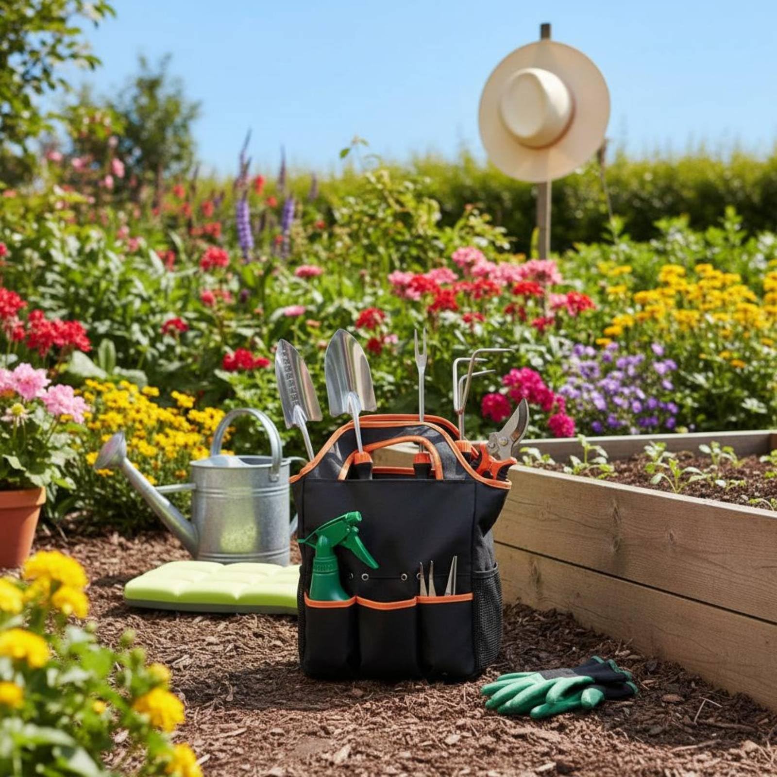 7 Piezas Kit de Jardinería de Acero Inoxidable Multifuncional Set Herramientas Jardinería con Bolsa Resistente para Principiantes, Jardín, Patio