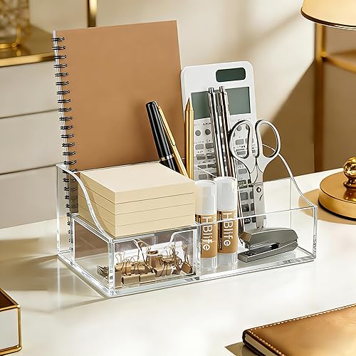 Miniatura 6 de HBlife Acrylic Desk Organizer with 7 Compartments, Pen & Pencil Holder, Clear Multifunctional Desktop Caddy for Office Supply and Organization