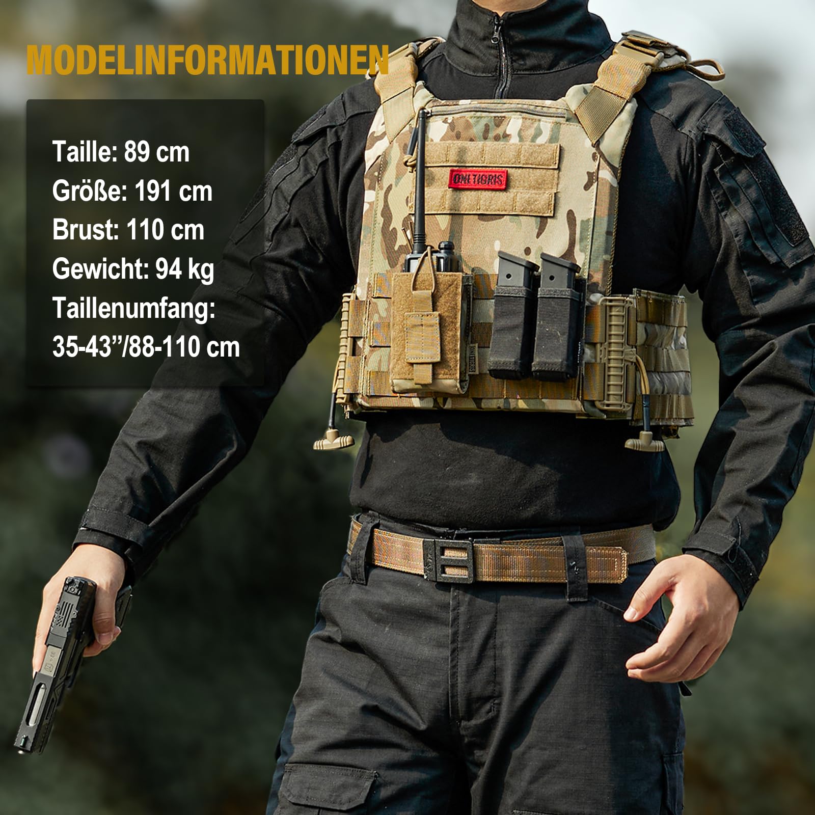 OneTigris FYR Plattenträger, Taktische Plate Carrier Schnellverschluss-System Airsoft Weste, Verstellbarer MOLLE Platten Träger Brustschützer für Paintball Polizei Softair