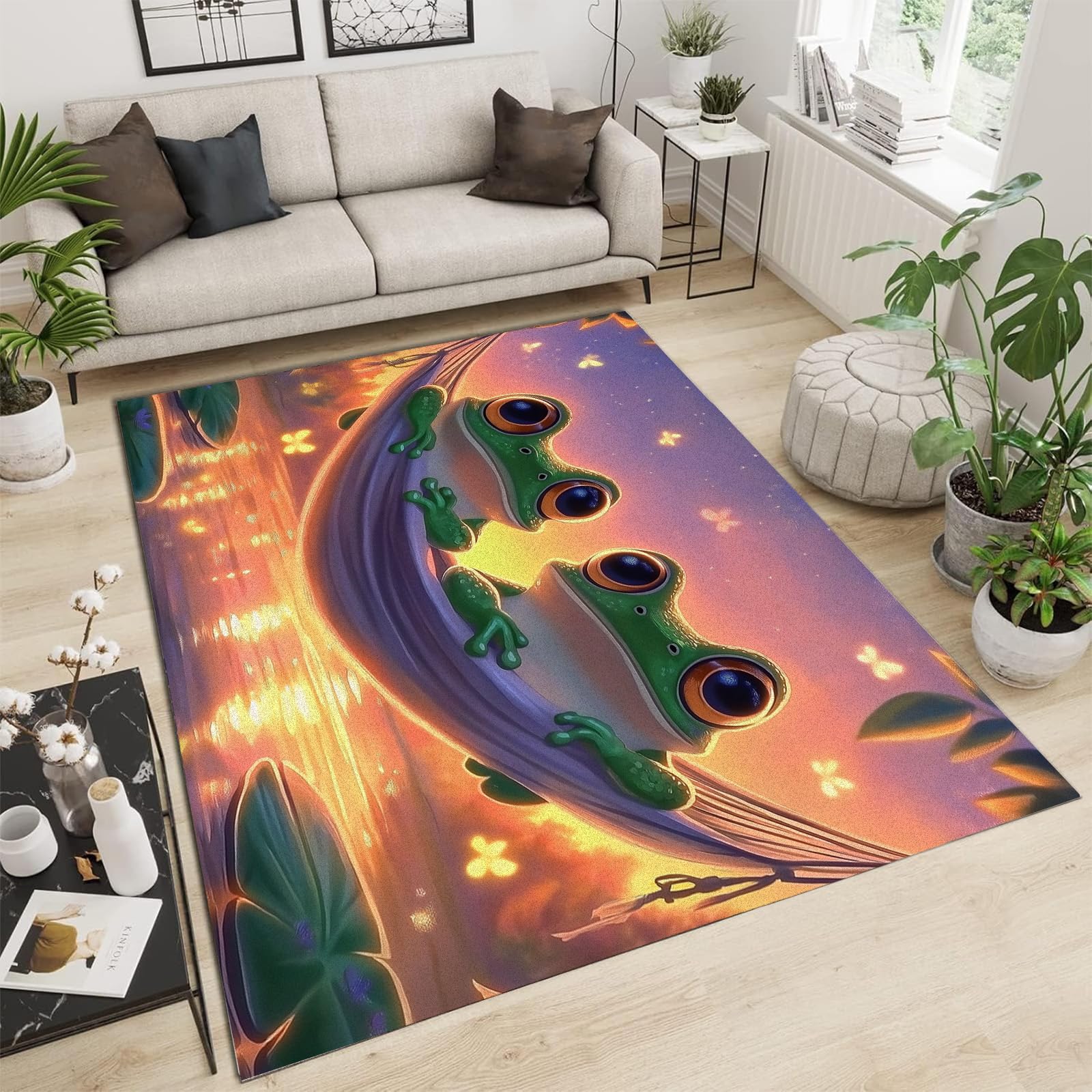 Tapis poil court doux résistant grenouille moderne 120x180cm
