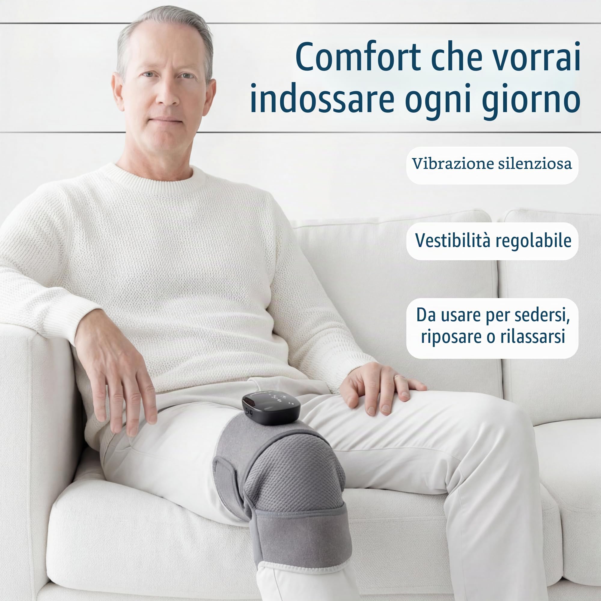 FORTHiQ RED+ Ginocchiera con calore e luce rossa, massaggiatore con 5 livelli e 52 luci rosse/IR, senza fili e regolabile per ginocchia, gomiti e spalle, Regalo per uomo e donna