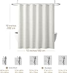 Siiluminisoy White Shower Curtain Fabric, White Textured Shower Curtain Farmhouse Cotton Blend Striped Shower Curtains for Bathroom Shabby Chic Rustic Decor 72" x 72"