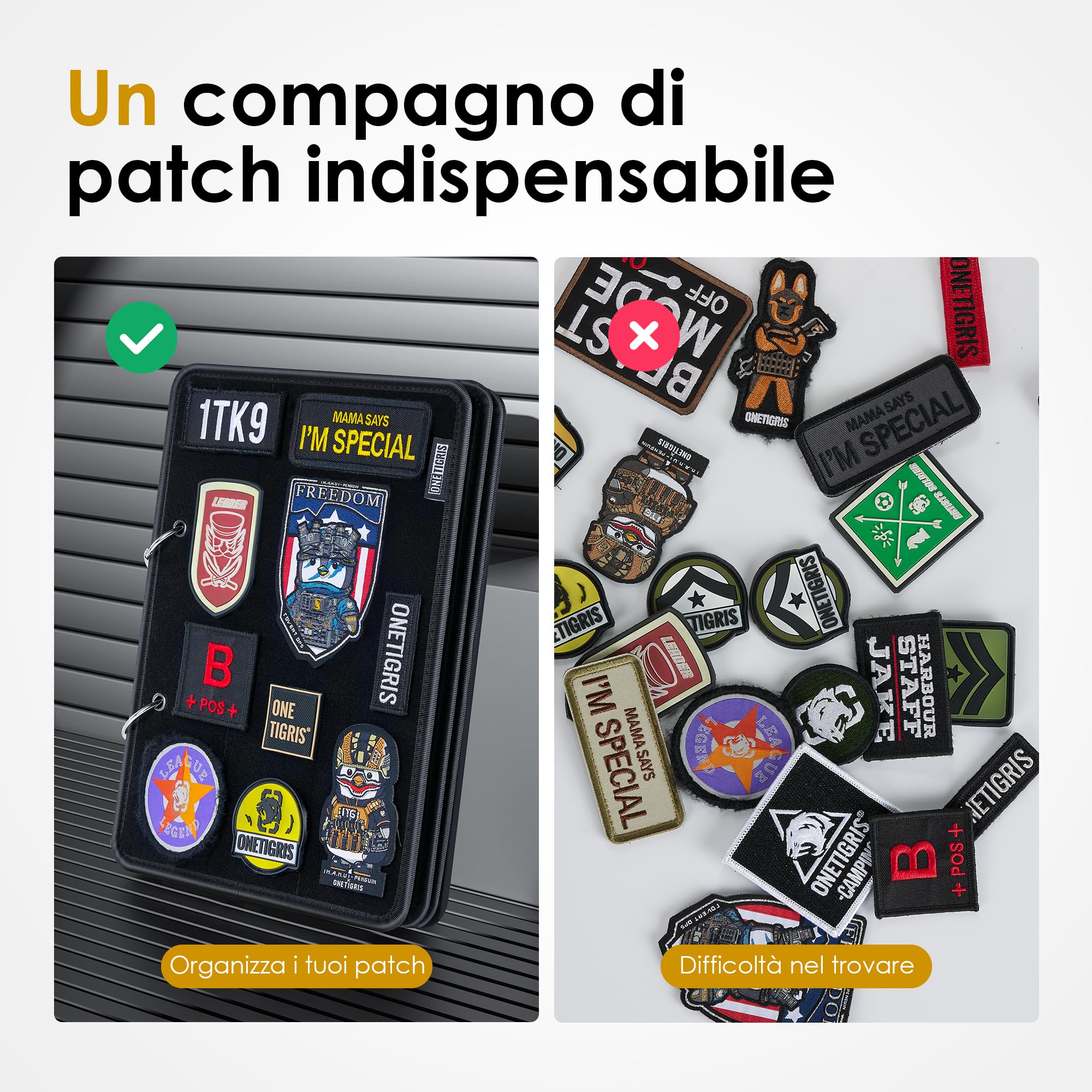 OneTigris Morale Pannello Patch Supporto per Toppe Tattiche