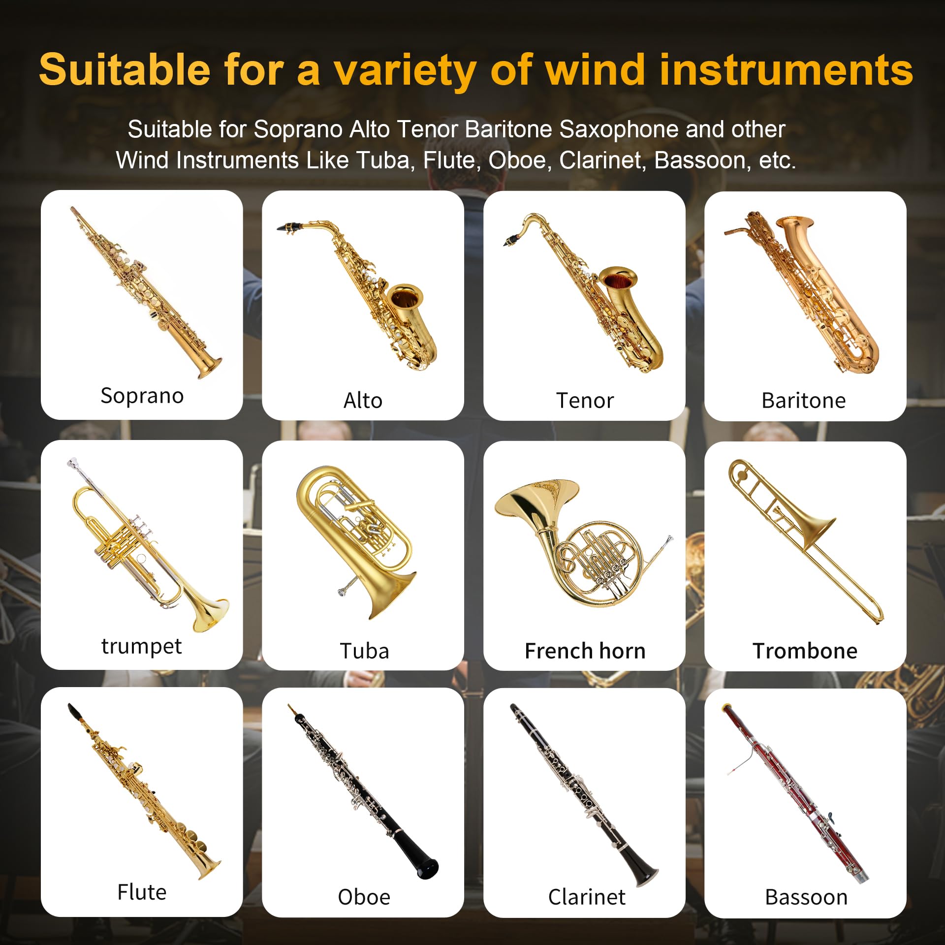 ENO MUSIC Professionelles Stimmgerät für Altsaxophon mit farbigem LCD-Display – solides Blasinstrumentenstimmgerät, Saxophon-Zubehör für Musiker