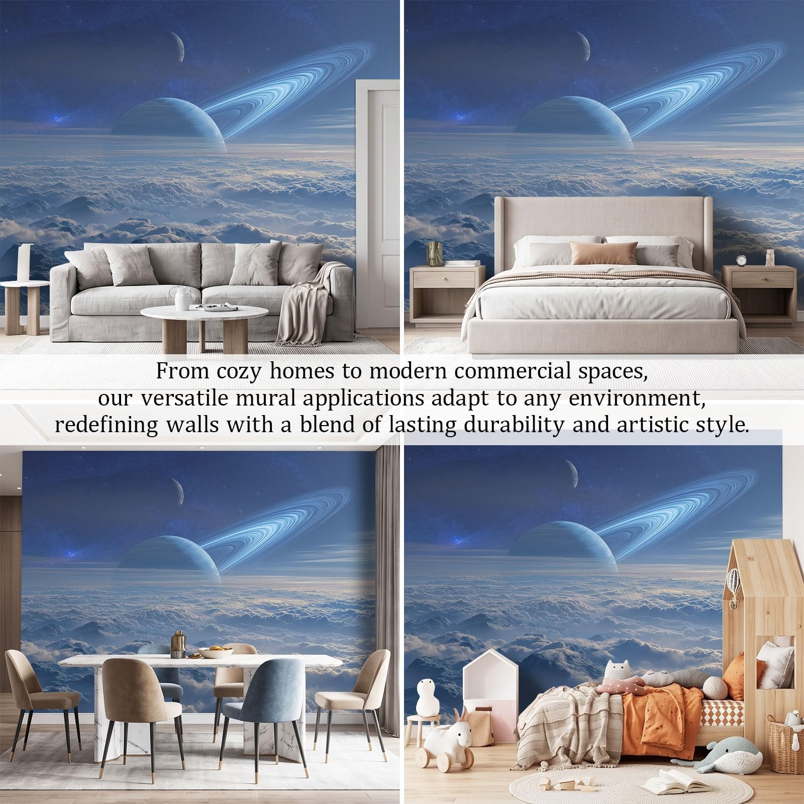 Universum Clokenmeer Interstellar Planet Fototapeta XXL, szer. 350 x wys. 256 cm – kosmos Sci-Fi, tapeta ścienna, tapeta na flizelinie, ciemnoniebieska, tapeta ścienna, dekoracja ścienna do gabinetu