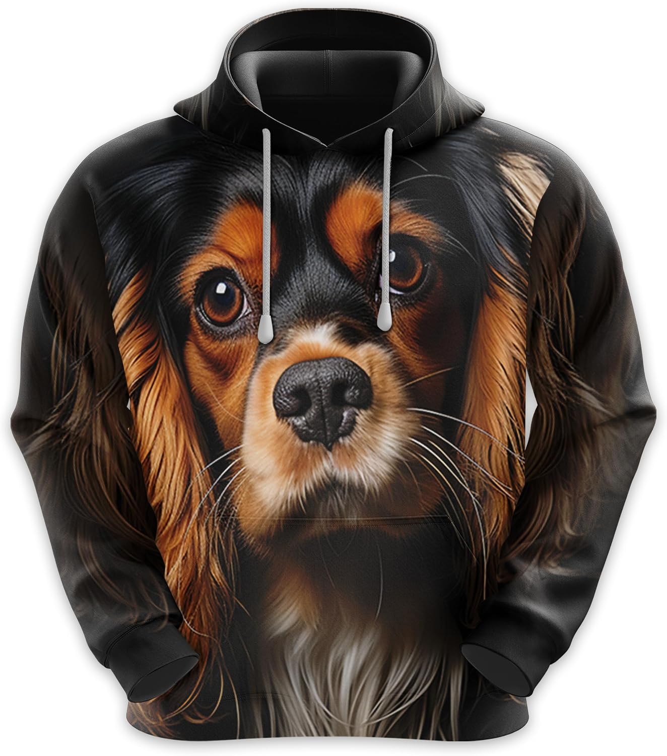 Dog Lovers Hoodies for Men Pullover Sweatshirts, 3D Dog Face Fleece Hooded Sweatshirt Series 55