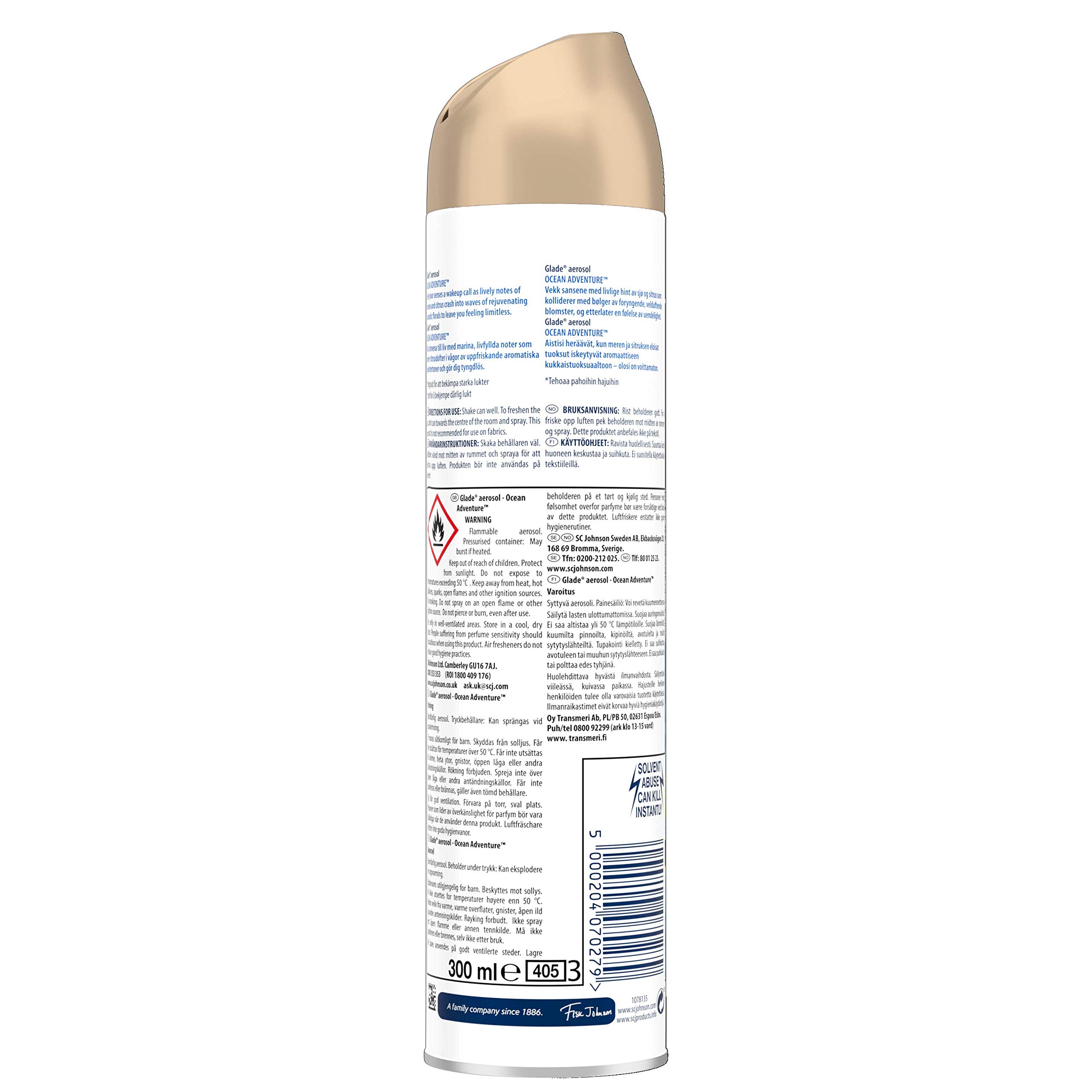 Glade Lufterfrischer Aerosol Raumspray Ocean Adventure 12er Pack (12 x 300 ml)