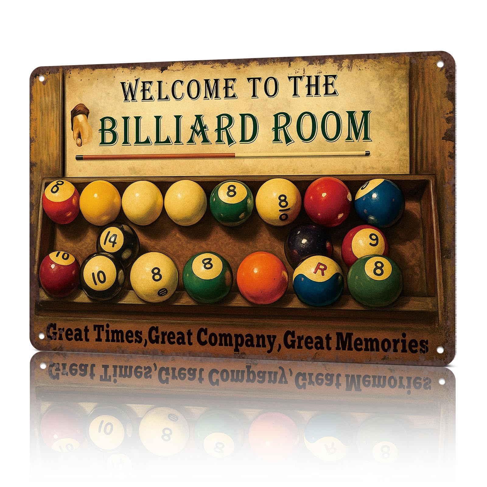KWQDOZF Vintage Metal Tin Sign Vintage Billiard Room Metal Sign Posters Wall Art for Dorm Home Office Room Decor 8X12inch