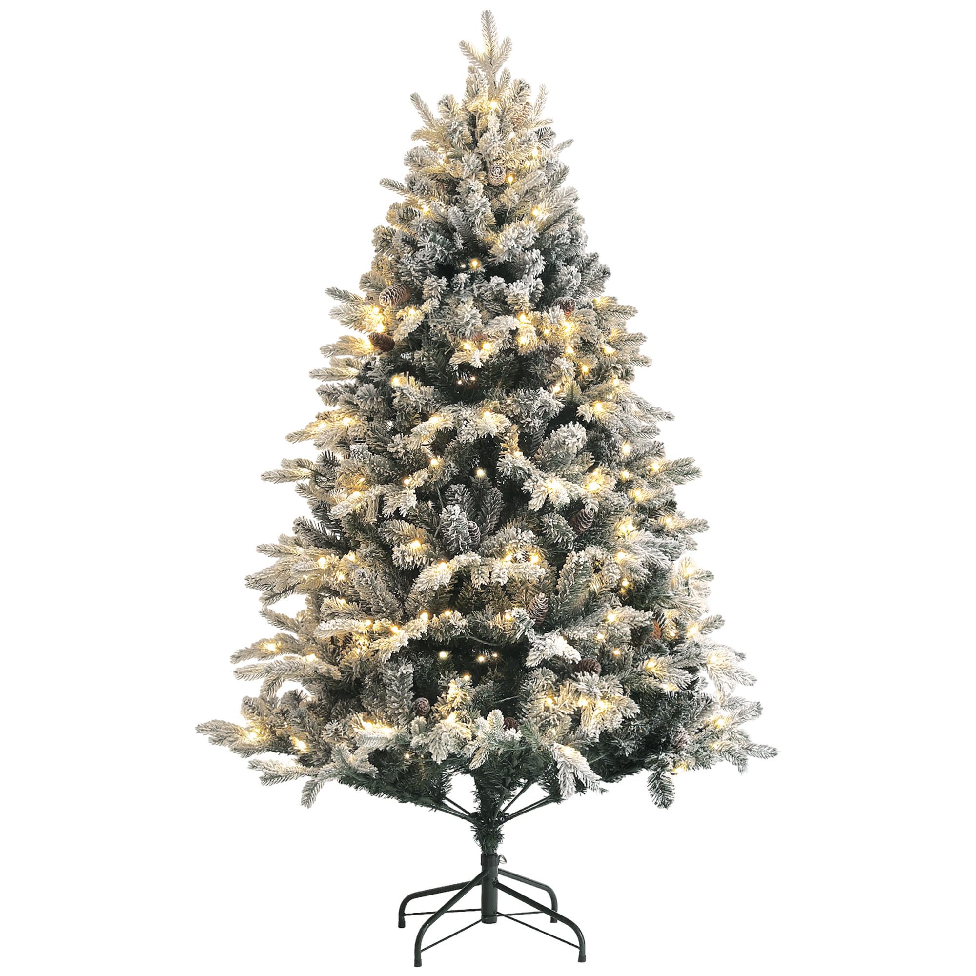 homcom sapin noël 180cm lumineux floqué