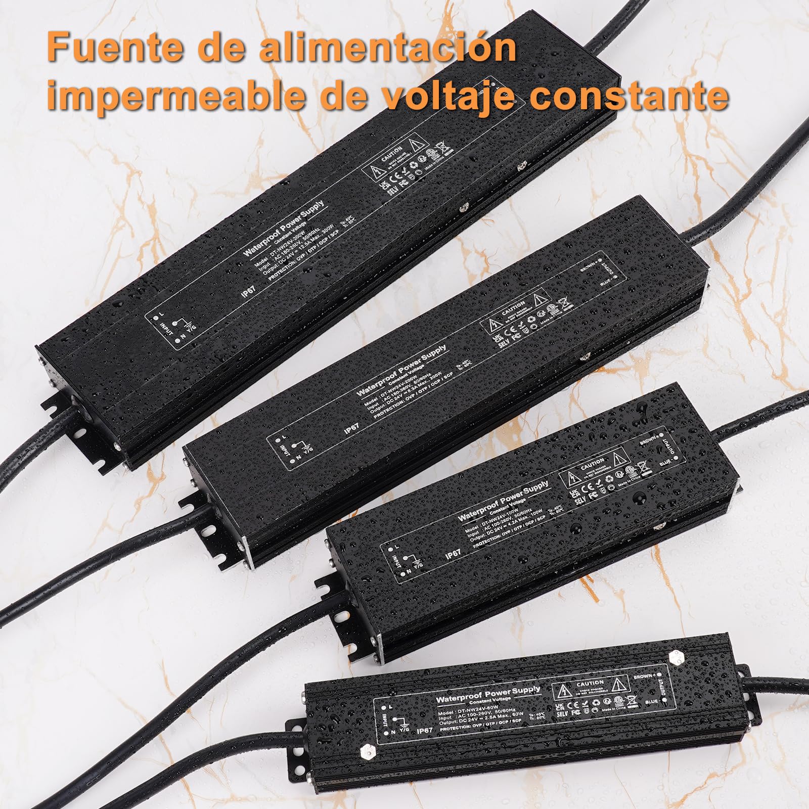 YAYZA! IP67 - Transformador LED (24 V, 200 W, resistente al agua, fuente de alimentación LED de 230 V/CA a 24 V/CC 8,3 A, controlador de corriente continua, transformador, voltaje constante