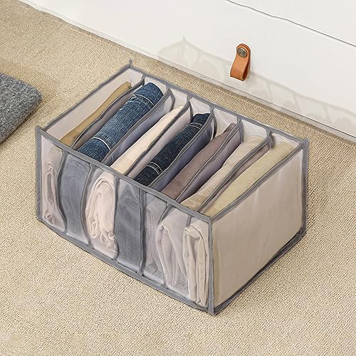 7 Grid Foldable Clothes Organizer Box for Closet Storage Fabric Drawer Divider Jeans TShirts and Daily Wardrobe Organization