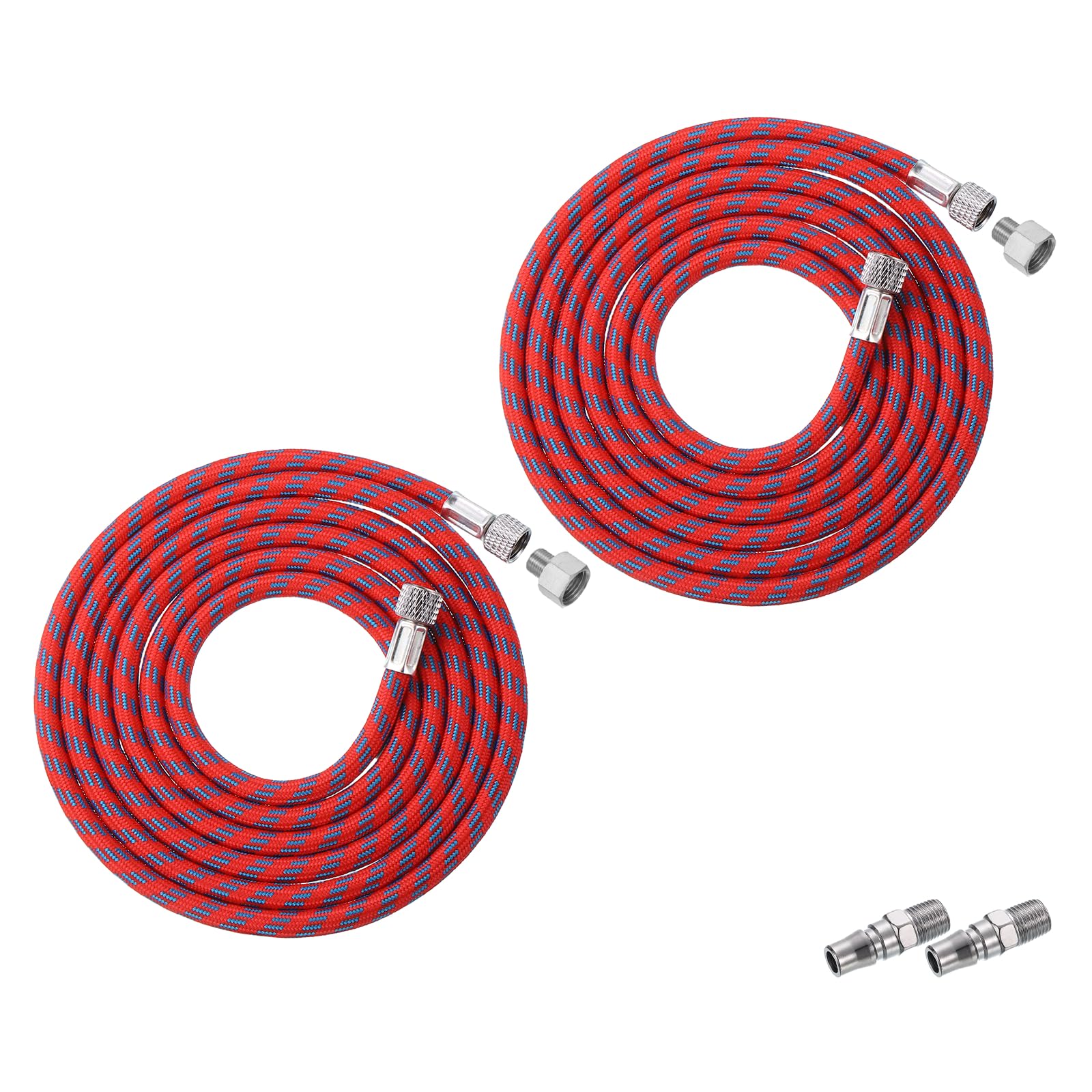 Tuyau d'aérographe 1/8 nylon tressé flexible rouge de 1,8m et adaptateur de peinture de 0,6 cm