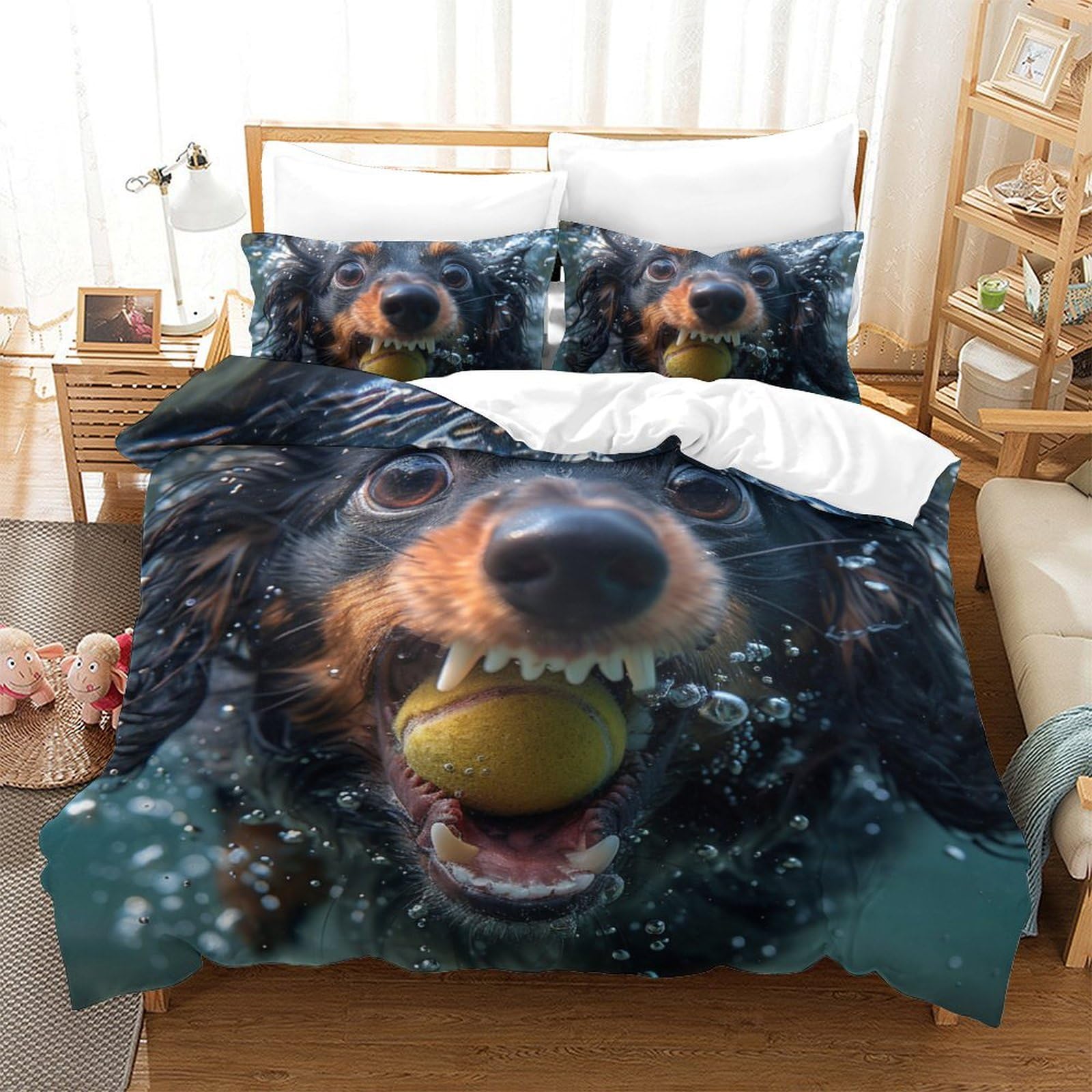 Housse de couette chien Rowena en microfibre respirante et super douce 3 pièces