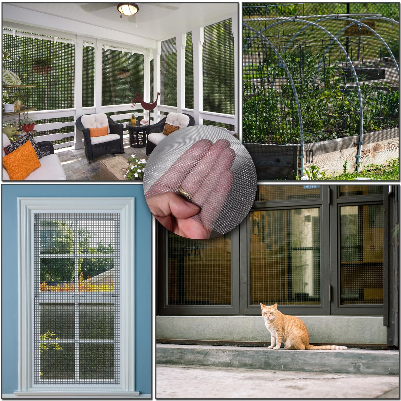 Fiberglas-Pollenschutzgitter, 1,2 x 15 m, langlebig, für Fenster und Türen, Katzensicher, schwarz, Meterware