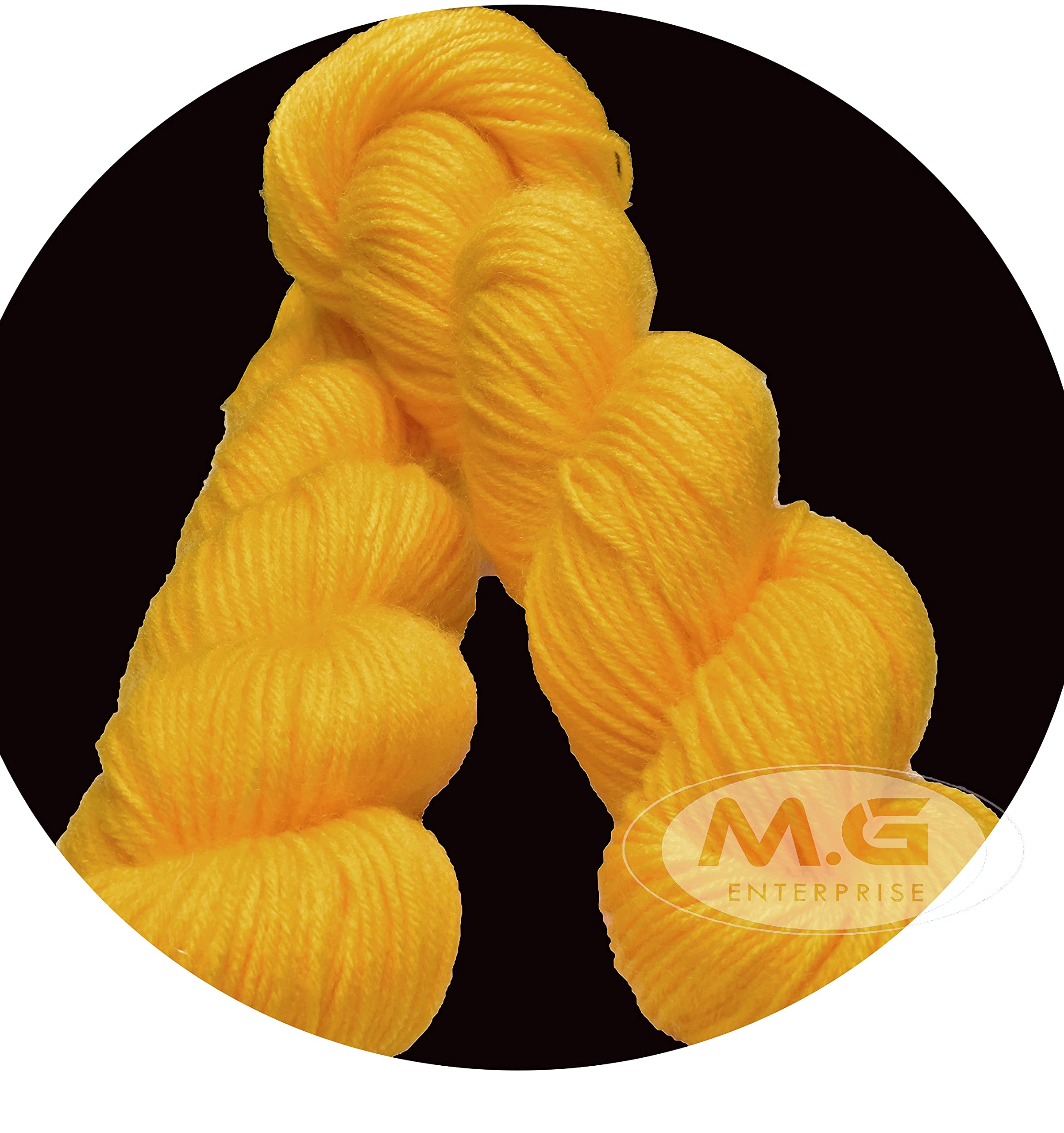 M.G ENTERPRISE Brilon Yellow (200 gm) Wool Hank Hand Knitting Wool/Art Craft Soft Fingering Crochet Hook Yarn, Needle Knitting Yarn Thread Dyed BGH