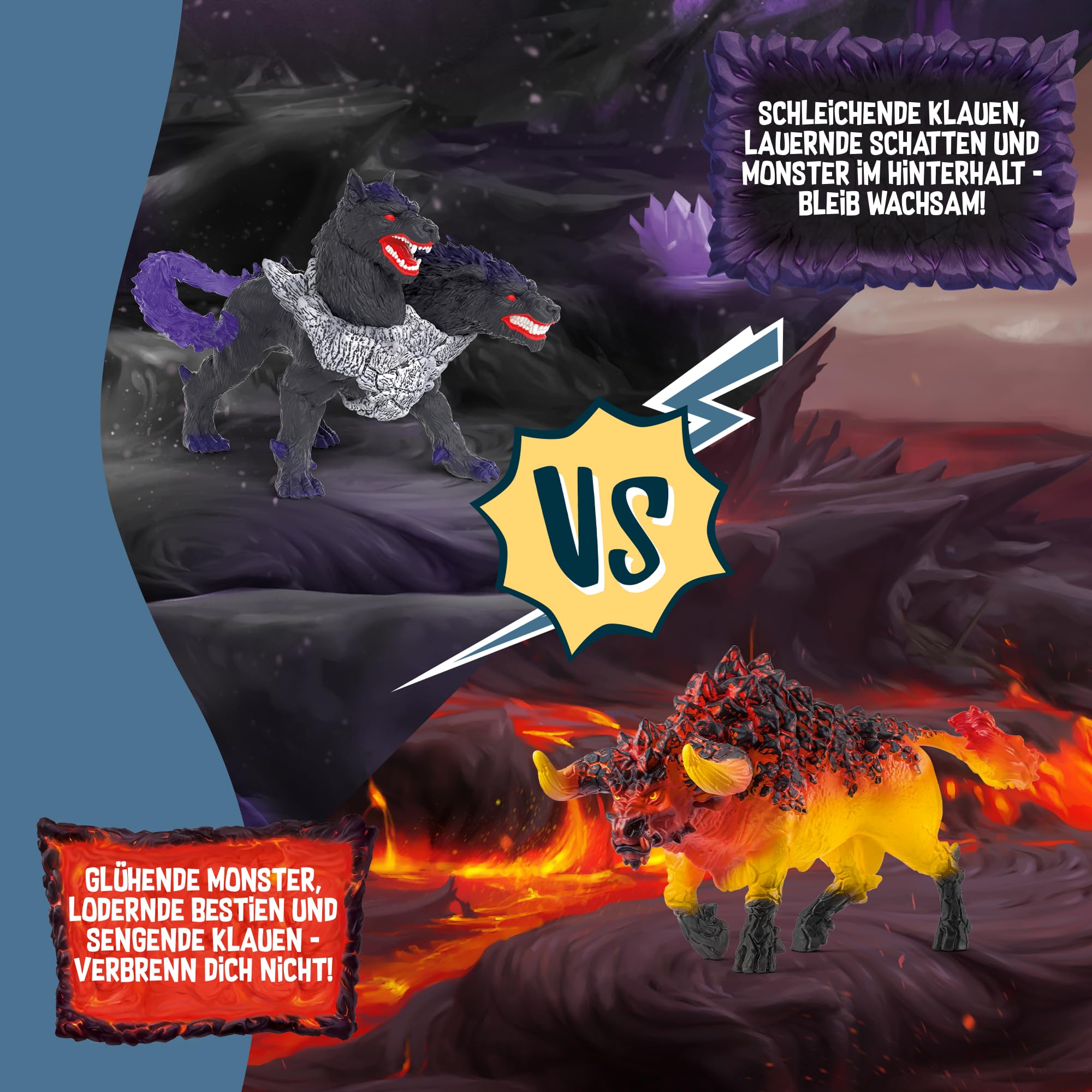 Schleich ELDRADOR | Battle CAVE Arena: Lava vs. Schatten 42673 | 71 Teile | Set aus 2 x ELDRADOR Battle Cave, 2 x Monster und 2 x Kristall | Caves zur Arena stapelbar | Spielzeug ab 7 Jahren