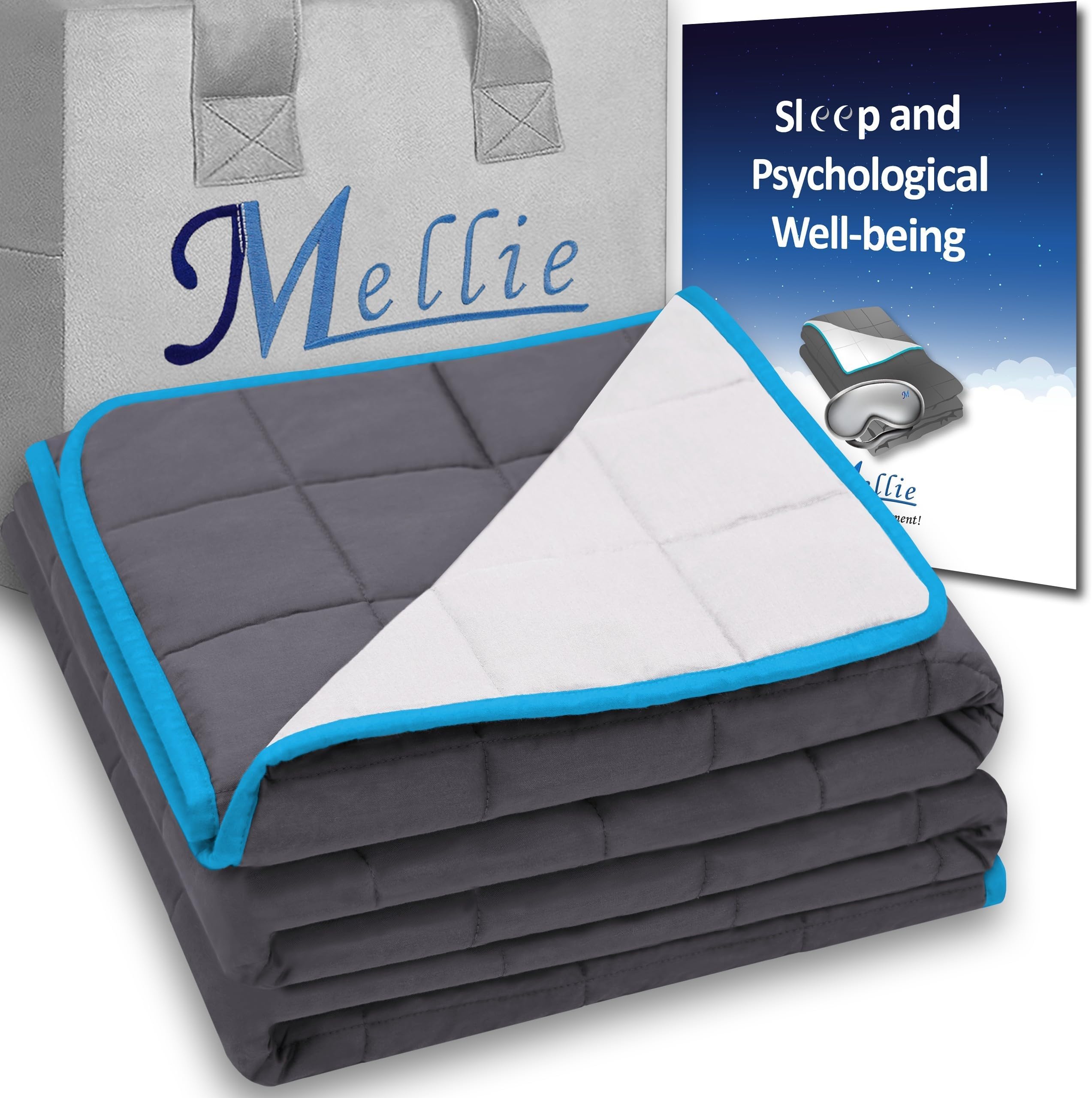 โ Luxury Super King Size Weighted Blanket 6.8kg for Adults & Teens โ Stress, Insomnia & Anxiety Relief โ 180 x 200cm โ Includes Travel Bag โ Grey/White โ No Covers