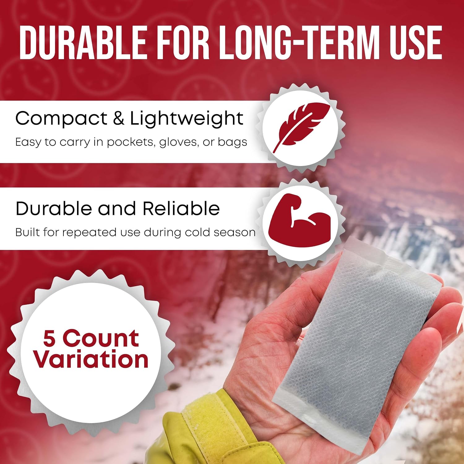 Hand Warmers - Long-Lasting, Safe, Natural, Odorless Air-Activated Warmer