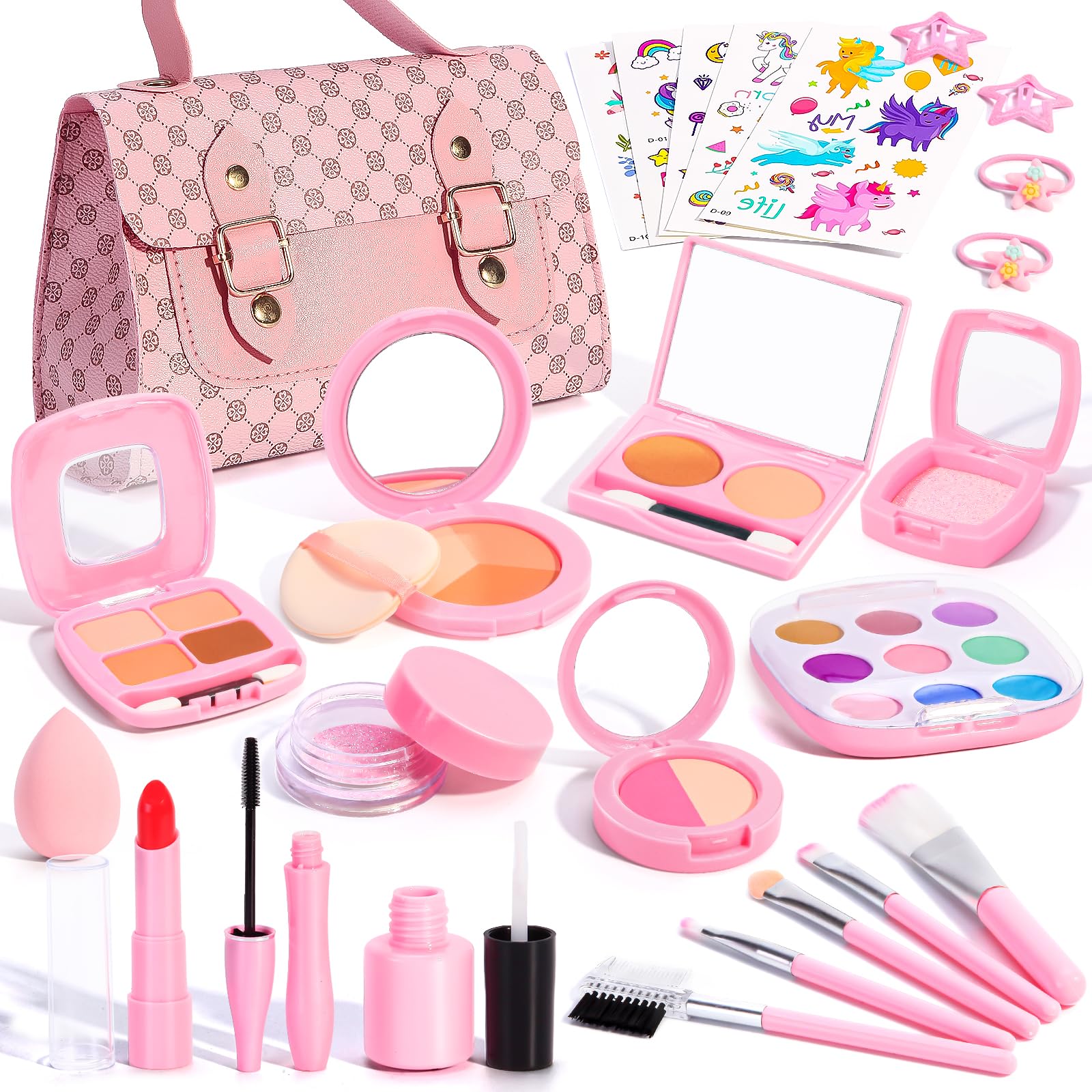 Juego de maquillaje para niños de 3 a 5 años, kit de maquillaje falso para niños pequeños, kits de maquillaje para niñas pequeñas de 4 a 6, juguetes de maquillaje falsos para regalo de cumpleaños