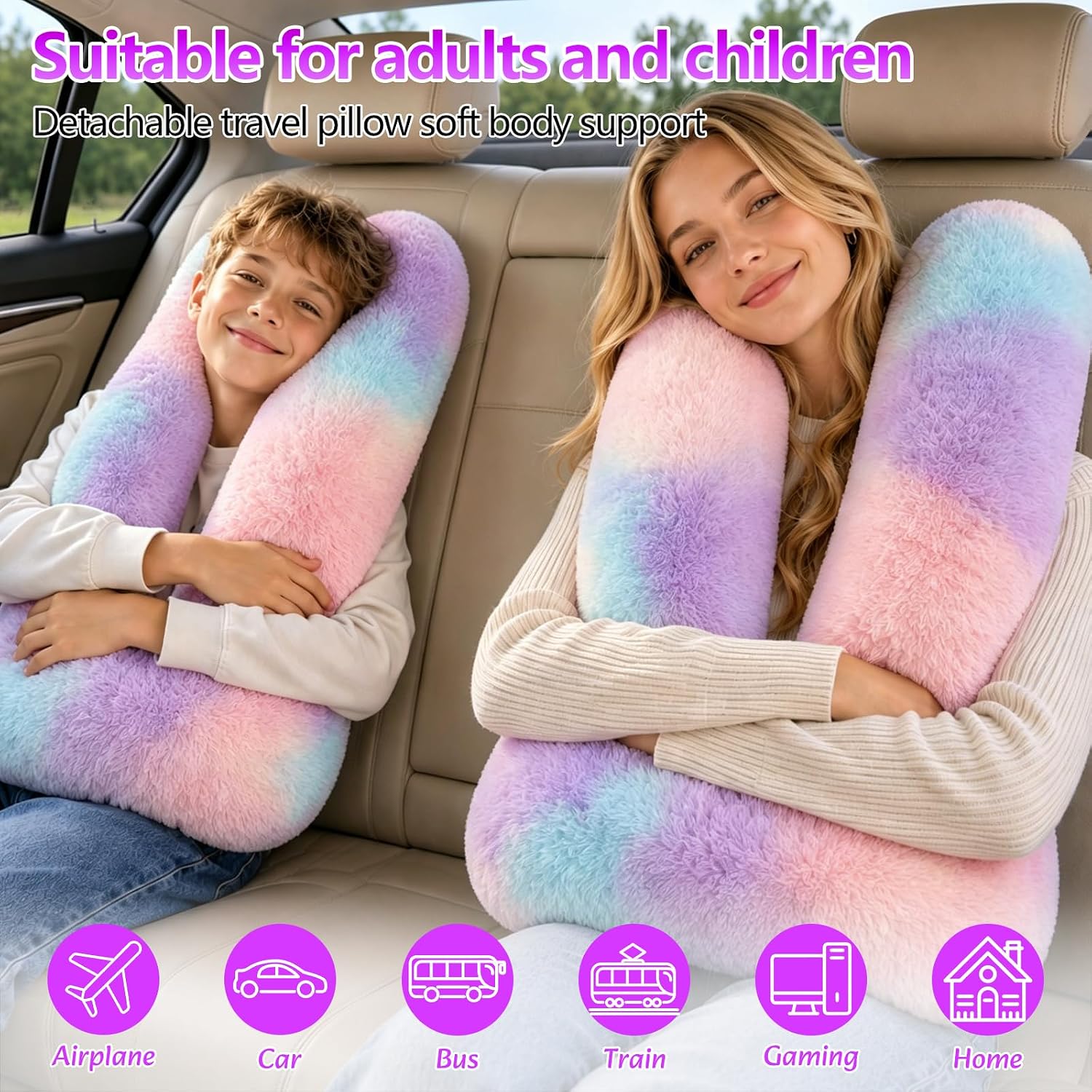 Travel Pillow, Car Pillow for Kids & Adults, car neck pillow,Gradient color