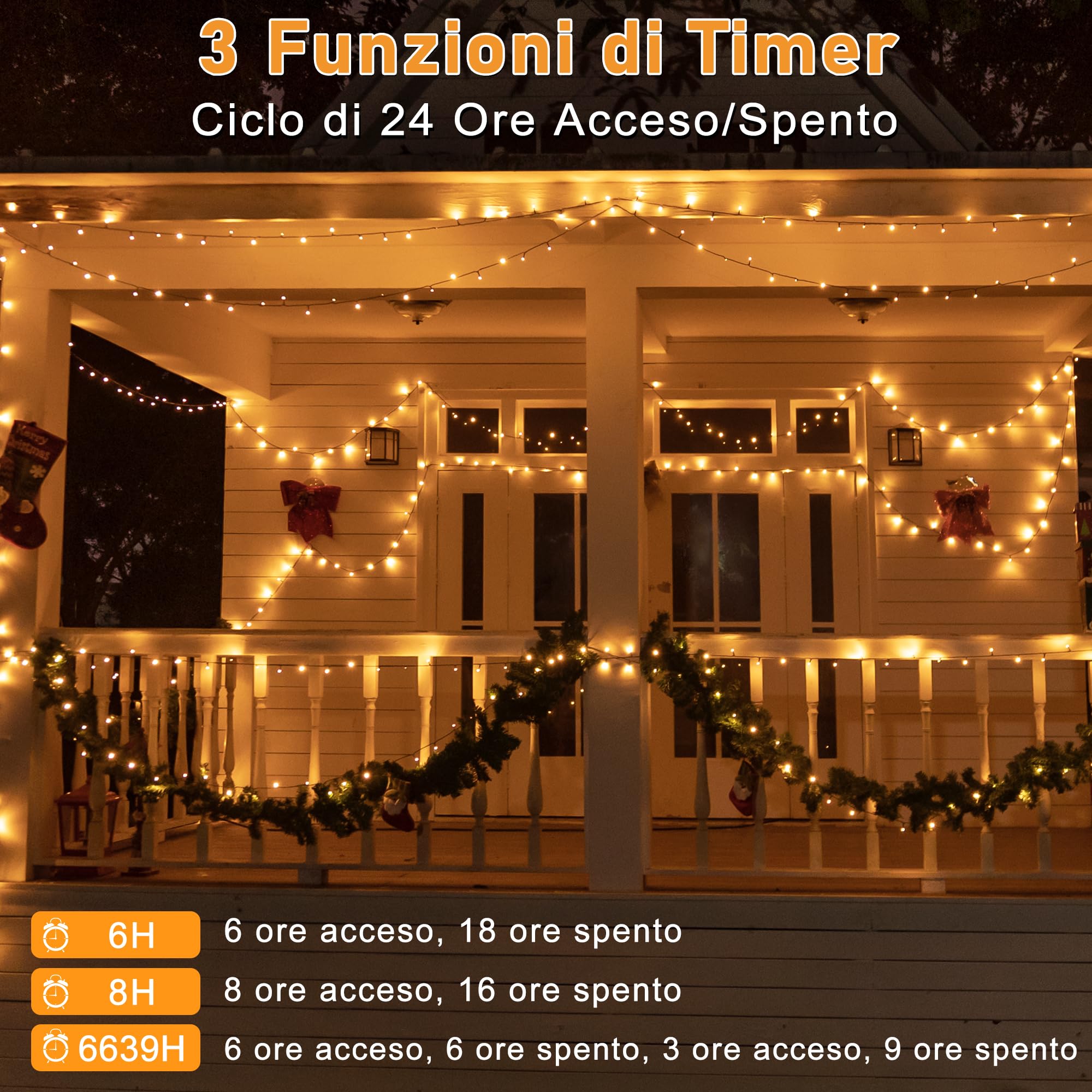 HeiPard Luci Albero di Natale, 60M 600 LED Luci Natalizie da Esterno ed Interno con 8 Modalità, Funzione Memoria, Telecomando, Timer, Dimmerabile per Giardino, Balcone, Casa, Festa - Bianco caldo