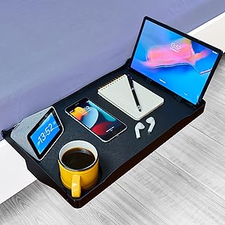 STURDYSHELF Large Bedside Shelf for Bed with Adjustable Tablet Phone Holders & Cupholder, Bed Shelf for College Dorm, Bunk Bed, Loft Bed, Floating Nightstand, Bed Table, Bedside Tray, Caddy