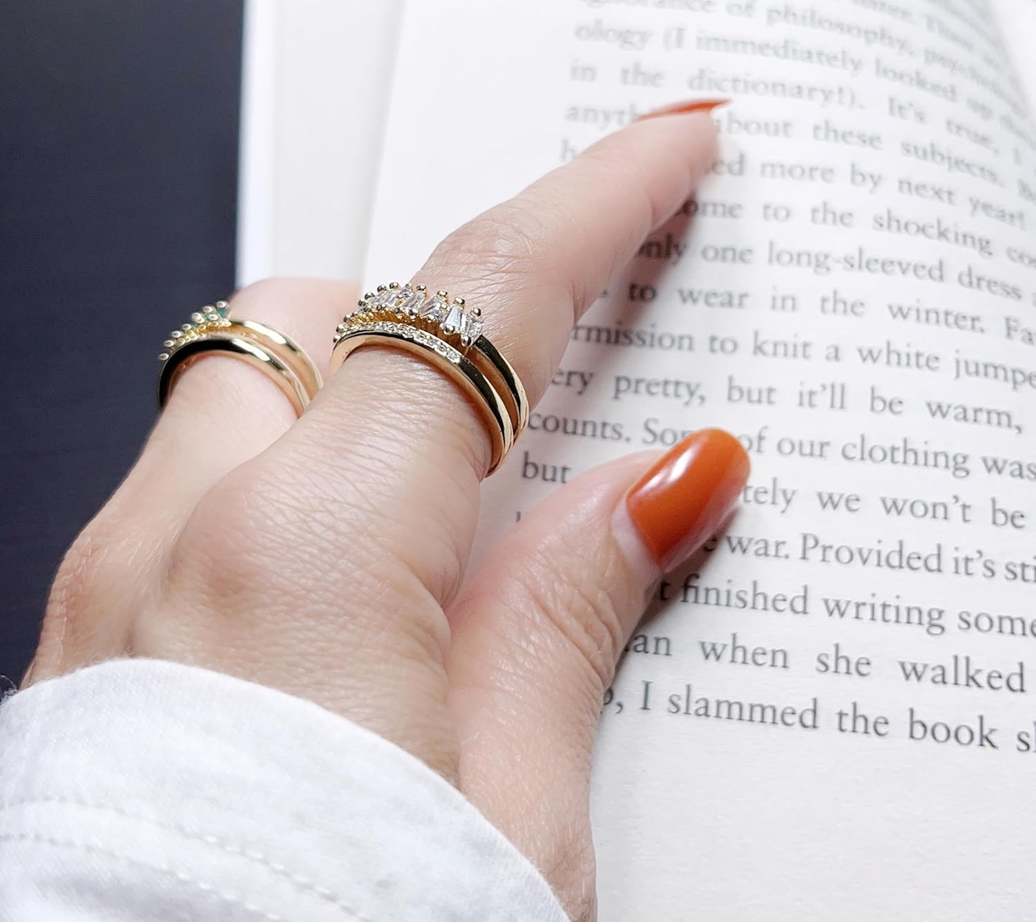 AIKAITUO 14K Gold Plated French Romantic Sparkle Set Zircon Cross Opening Adjustable Women's Fashion Ring Holiday Gift transparent image 5 of 8 B0BLGWRHJ9