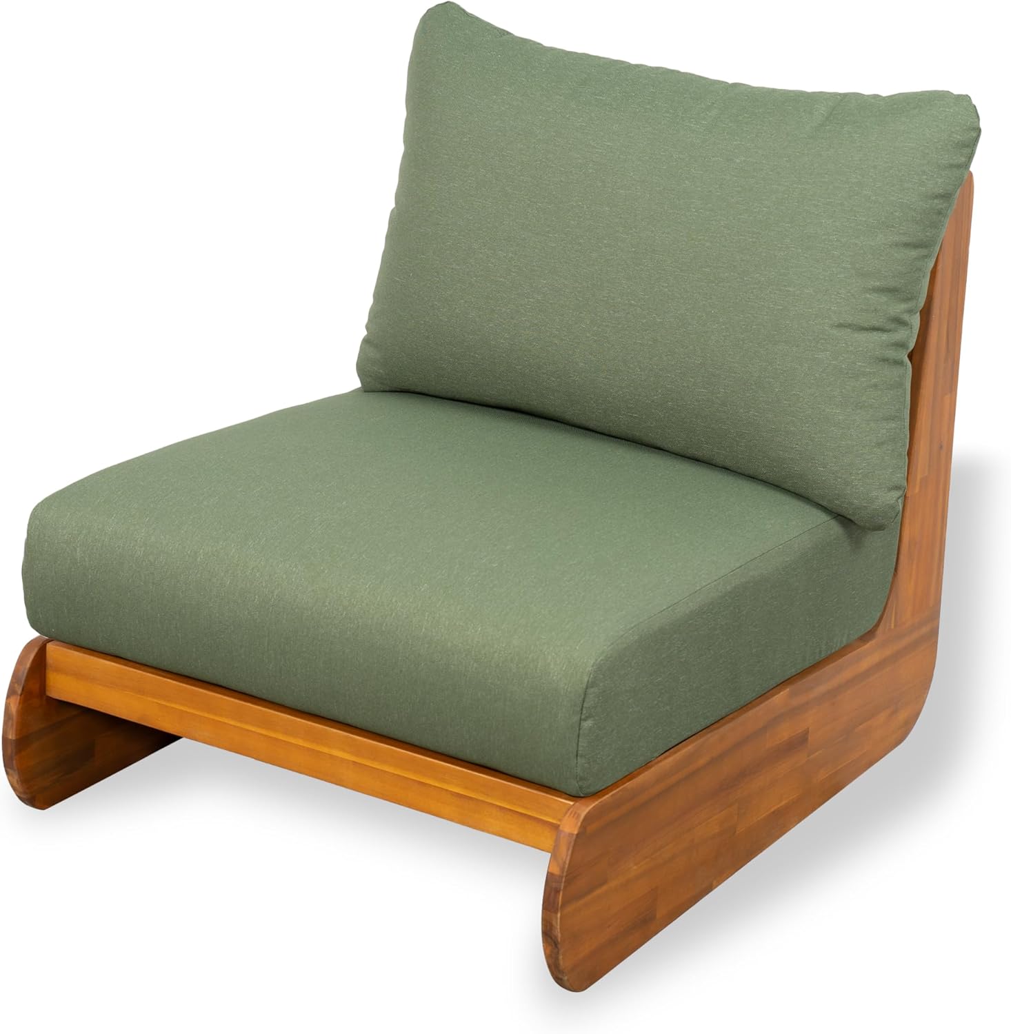 Christopher Knight Home Hopi Set of 2 Outdoor Club Chair with Water Resistant, Acacia Wood Lounge Chair Outdoor, Patio Low Profile Accent Chairs, Comfy Reading Chairs for Garden Backyard, Teak + Green