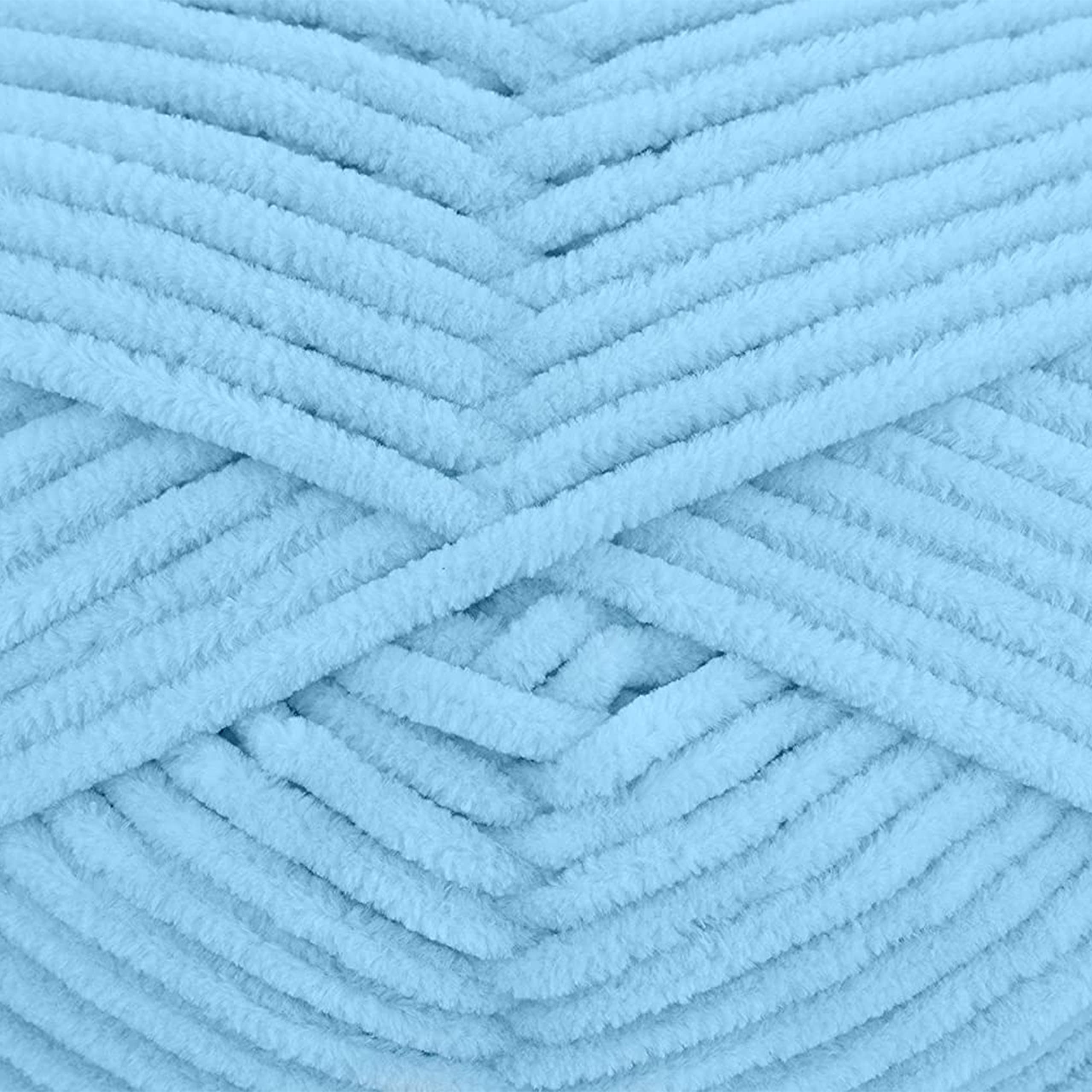 Gründl Laine Funny uni - laine chenille douce pour le crochet – moelleuse et respectueuse de la peau - 100% polyester – 10 pelotes 100 g / 120 m – taille d’aiguille 5-6 -bleu pastel