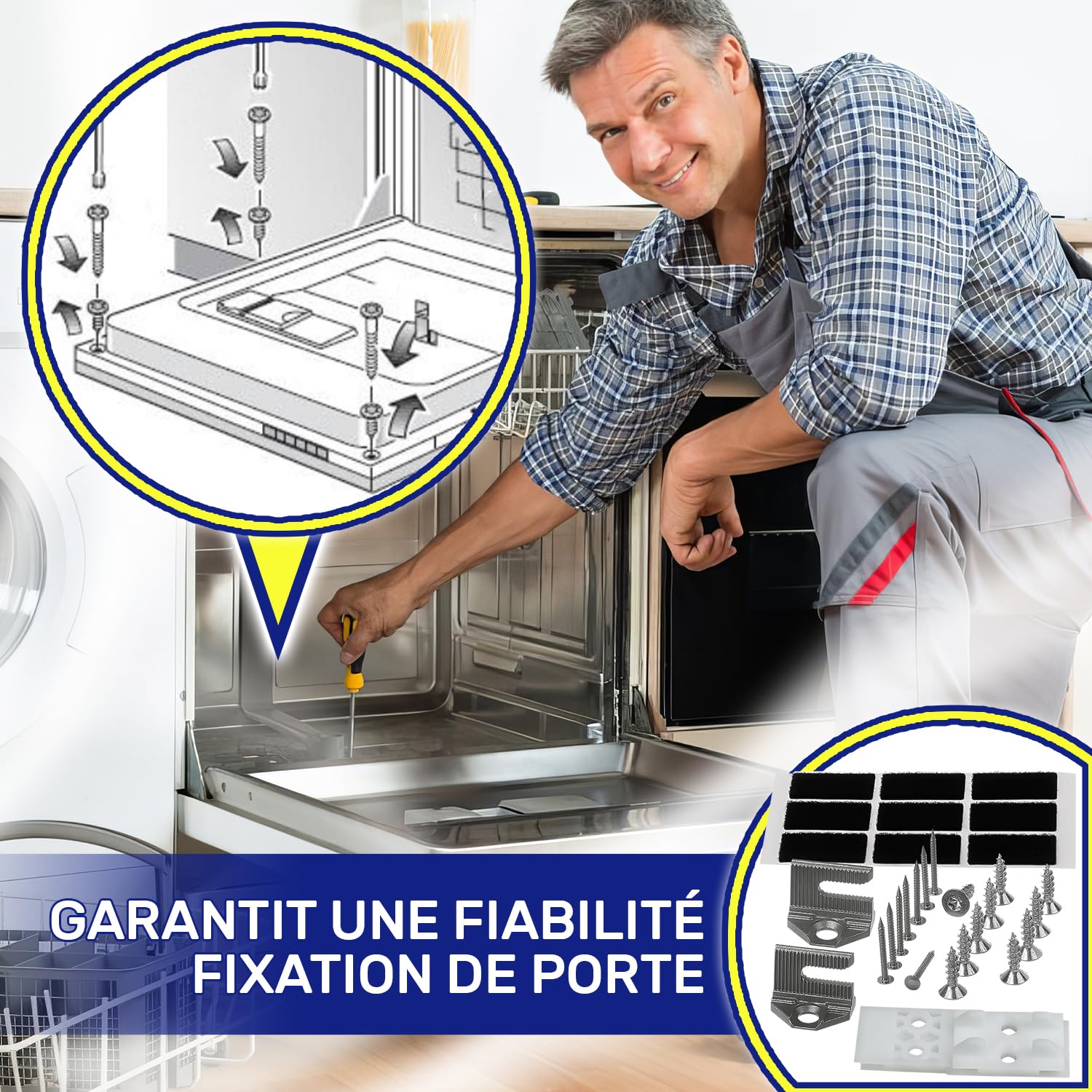 Kit Montage pour Porte Fixation Lave Vaisselle 00626592 pour Bosch