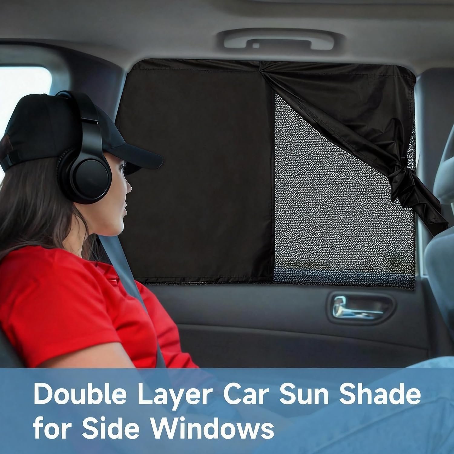 4 PCS Magnetic Double Layer Car Side Window Sun Shades – Full & Half Shade Covers for Driver and Passenger Windows, Car Accessories