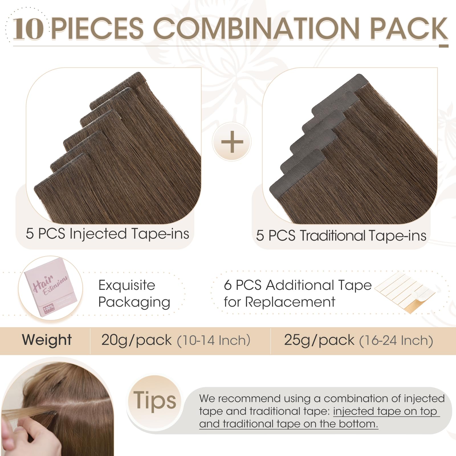 Elailite Injected Tape in Hair Extensions Human Hair - Image 4