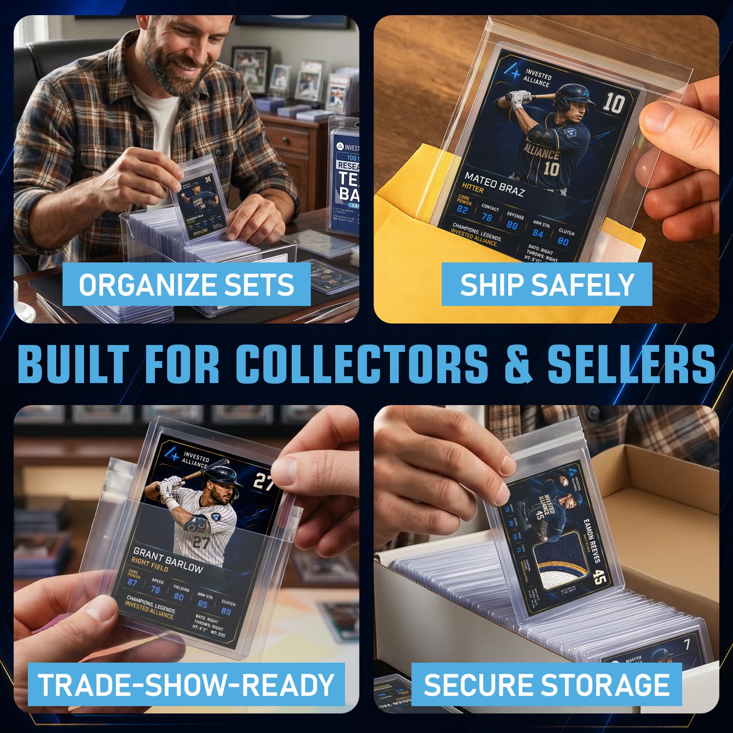 Invested Alliance Set richiudibile di borse per carte collezionabili | Ultra, TCG, Baseball, Sport Card Team Bags Sleeves. Adatto per caricatori superiori, supporti magnetici e semi rigidi. Maniche da