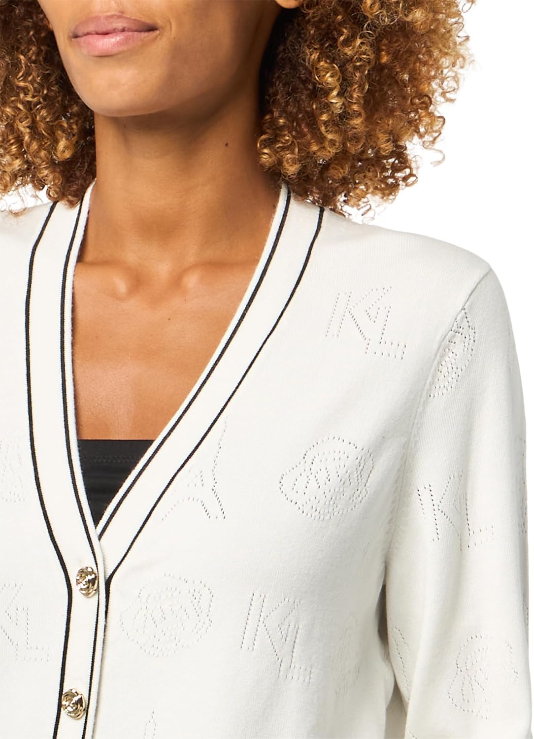 Karl Lagerfeld Women's Long Sleeve Delicate Sweater with Classic Karl Theme Embroidery