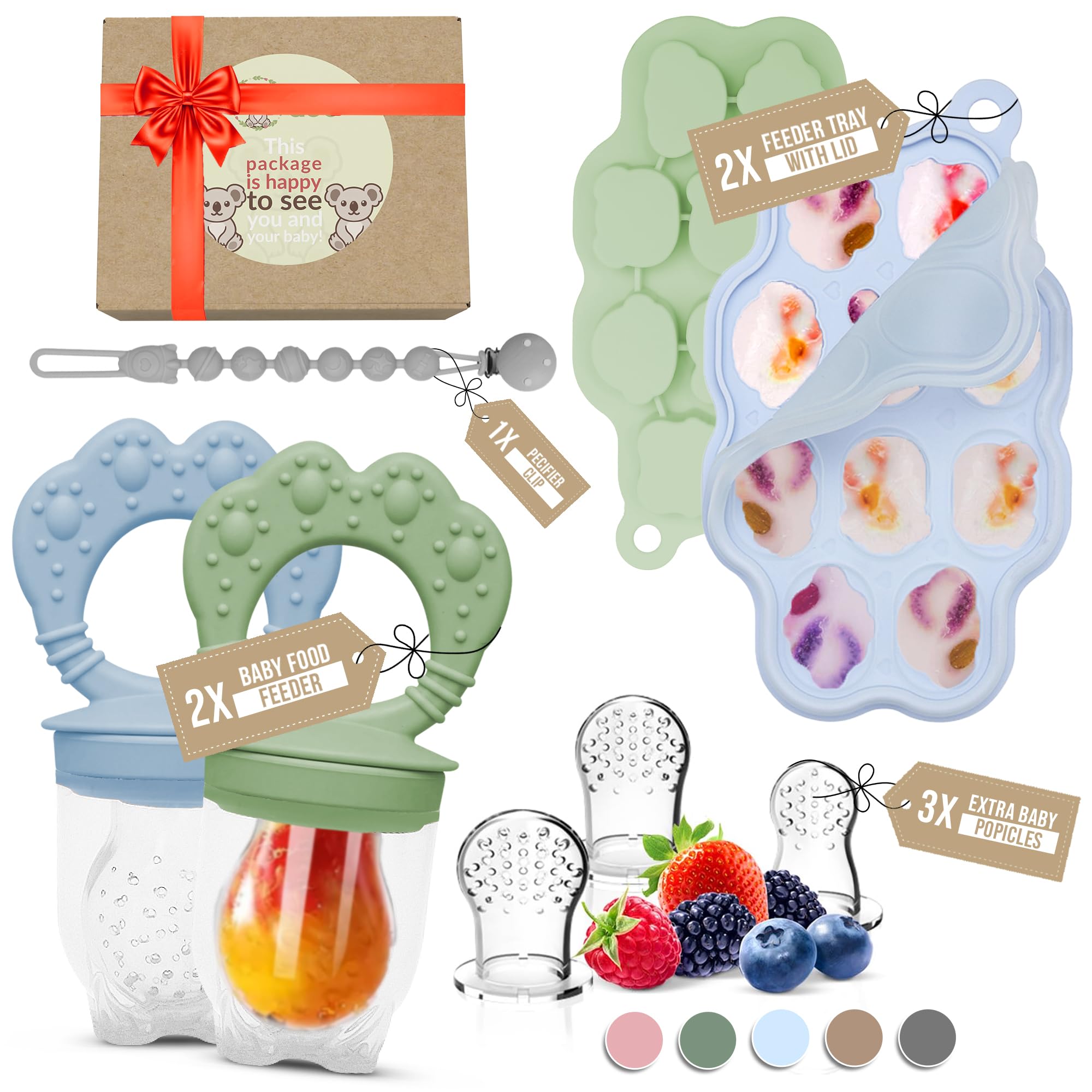 Odoe Baby Popsicle Molds, Fruit Feeder & Freezer Tray | BPA-Free Food Grade Silicone | Easy-to-Clean Baby Food Freezer Trays | Teething Pacifier for Homemade Healthy Snacks