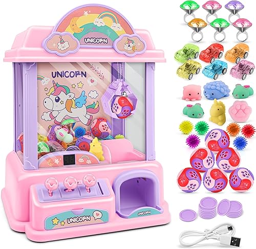Amy&Benton - Máquina de garras para niños, grúa arcade, juguete expendedor con premios para niñas, juguetes para edades de 4, 5, 6, 7, 8 años,