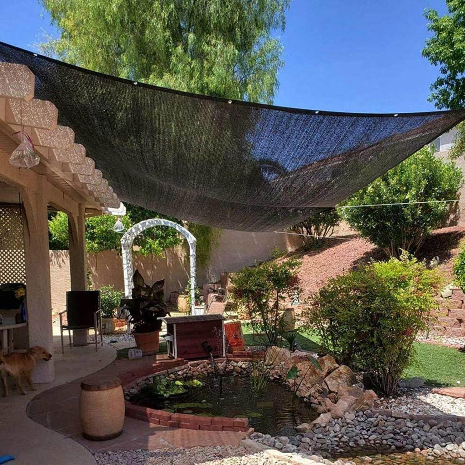 Voile d'ombrage triangulaire noire 4x7m étanche pour terrasse balcon