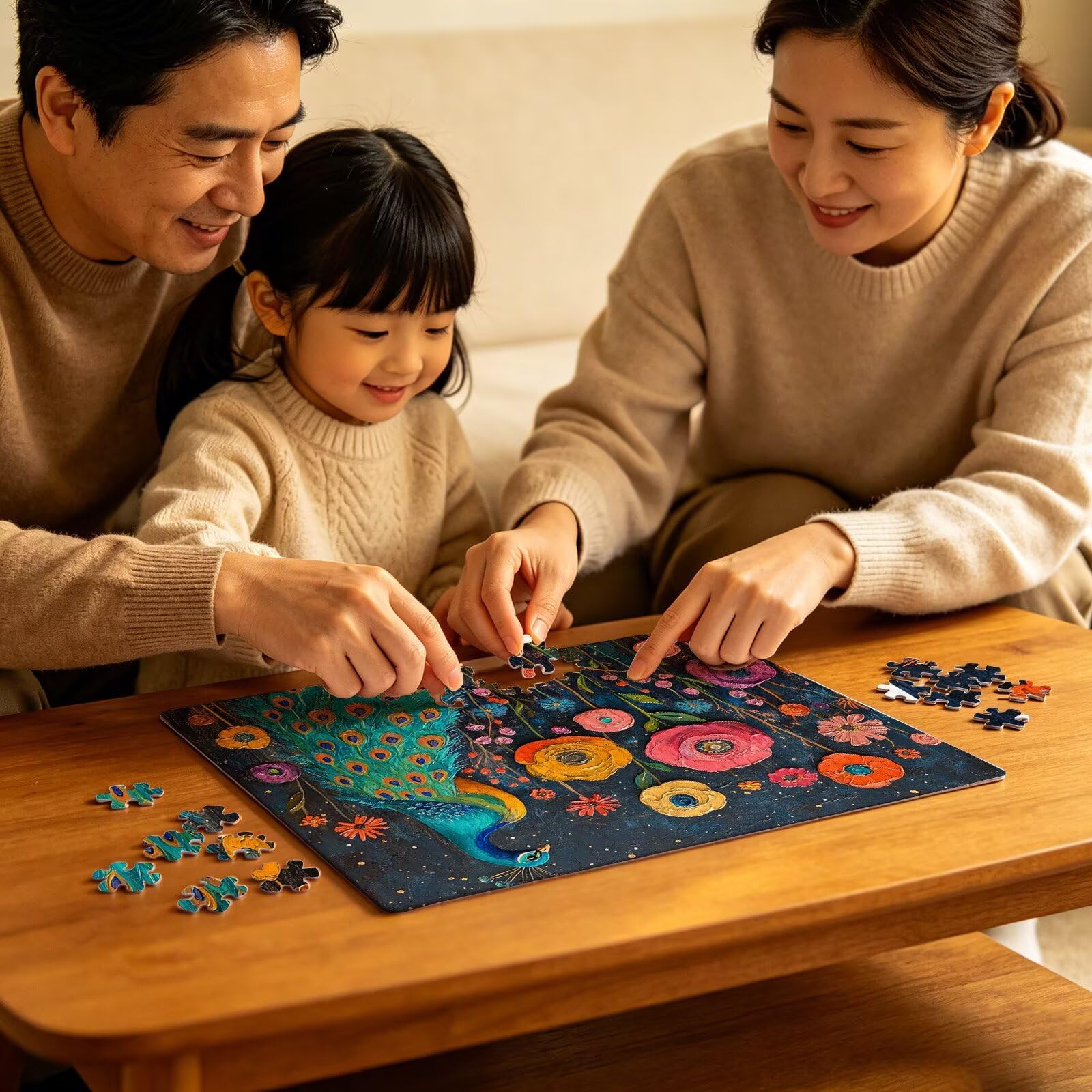 Puzzle 1000 elementów, puzzle 1000 elementów dla dorosłych, trudne puzzle, druk w wysokiej rozdzielczości i jasne kolory, drewniane puzzle paw kwietnik z wykwintnym pudełkiem do pakowania W3H-959